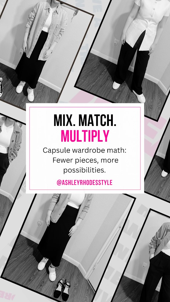 ⚡️Less in your closet. More in your rotation.
Capsule wardrobe math means every piece earns its keep — and styling becomes simple.
⠀
⚡️These outfits came from just a few key staples 👇
Which one would you wear on repeat?
⠀
➡️Want this kind of ease in your own closet?
Tap the link in bio to book a free 1:1 style consult or explore my services.
#capsulewardrobe #closetclarity #mixandmatchstyle #stylemadeeasy #personalstylist