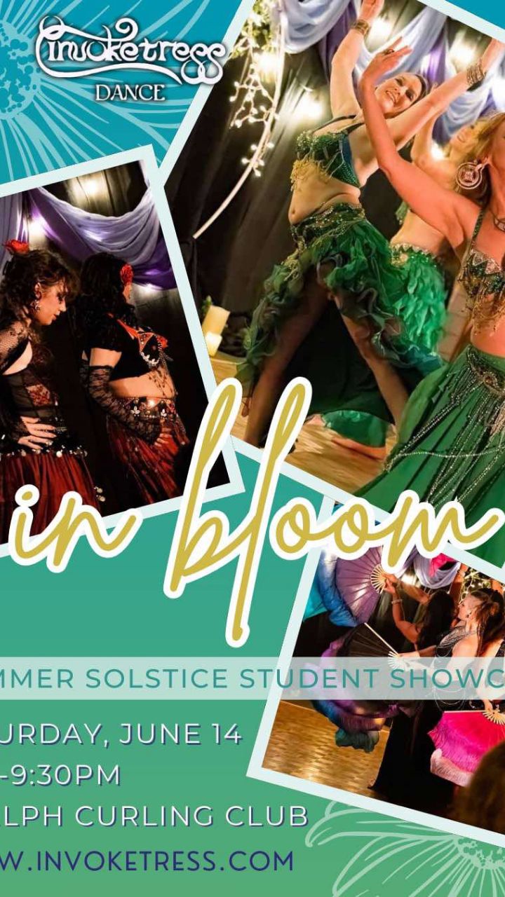 🌸 In Bloom 🌸Student Showcase is THIS WEEKEND! 😍
Celebrate the coming of summer with the Ishra & Invoketress community at our beautiful annual student showcase, featuring Ishra’s blossoming students 🌸!
Duets and solos by:
💞 Mary Snow & Audrea DiJulio
💞 Nim Kal & Ishra Shirley Blanco
💞 Peggy Harrison
💞 Laurin Wolf
💞 Melissa Elizabeth
💞 Diana Shepard Stephens
💞Mary & Josh duet
💞 Ishra
And our special guests and friends:
💞 Valizan with Embers and Honey
💞Dhara and students
We will also be having a silent auction AND a 50/50 Raffle!
If you would like to donate towards our silent auction, please contact us. Proceeds will go towards funding our MOSAIC Belly Dance Fusion show.
Details:
Date: Saturday, June 14, 2025
Time: Doors at 7:00pm | Show Starts 7:30pm
Location: Guelph Curling Club
Price: $30
Kids: $15
(12 and under, 4yo and under free)
🎟️ Get your tickets here! (link in bio) https://forms.gle/1RFNUov6TrjLod7g7