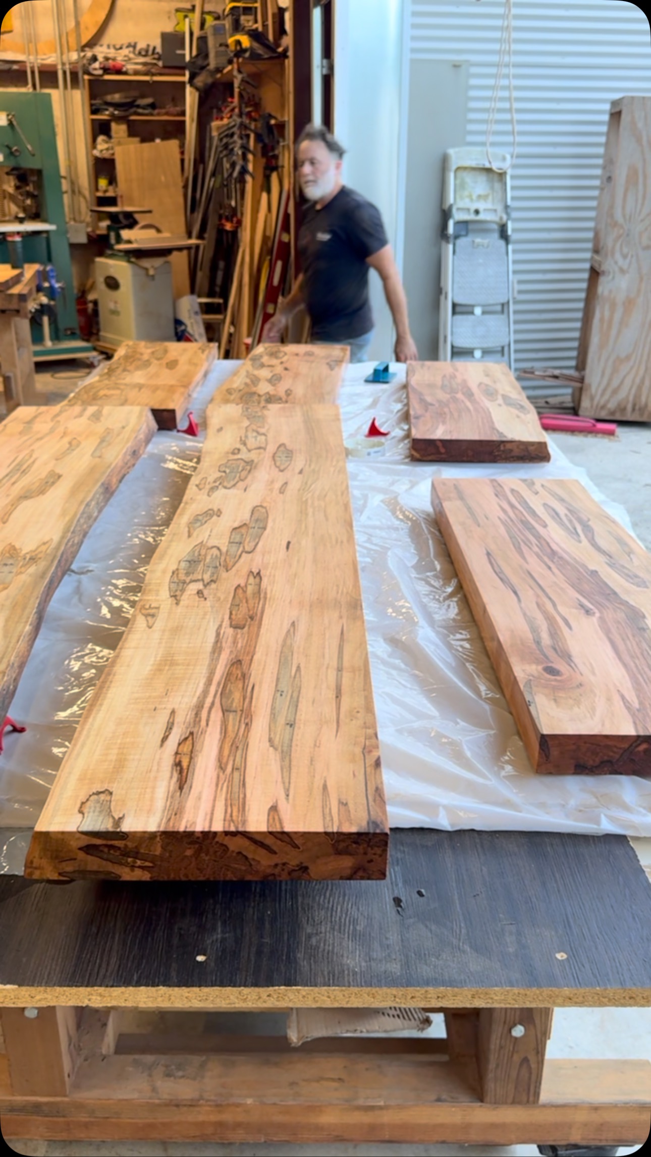 A few months ago, a Leland couple stopped in at their contractors suggestion and asked if there was something special that would add that finishing touch to their newly renovated home.
After looking through all the different species of wood, our clients picked Live Edge Ambrosia Maple, which is sustainably sourced here in S.E. North Carolina.
Over the course of several meetings we determined exactly what shapes and textures would meet their specifications and these are the just shelves and tops with a fresh coat of @rubiomonocoatusa.
Feel free to come on by and let us help you with your next beautification project.