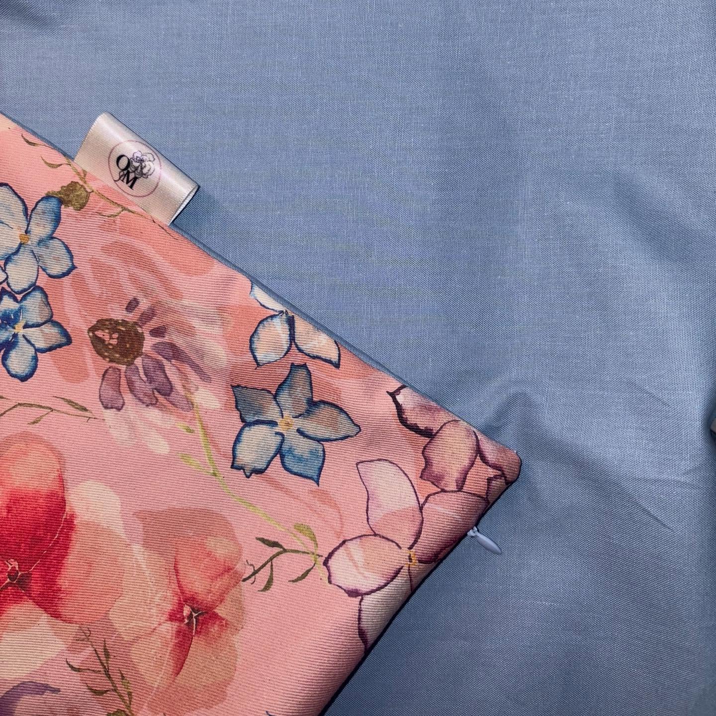 Details close up. Floral Whimsy. #cushions #sustainable #sustainabledesign #handmade #handdesign #organic #organiccotton #textiledesigners #textile #textiledesign #smallbusinessowners #smallbusiness #interior #uniquedesigns