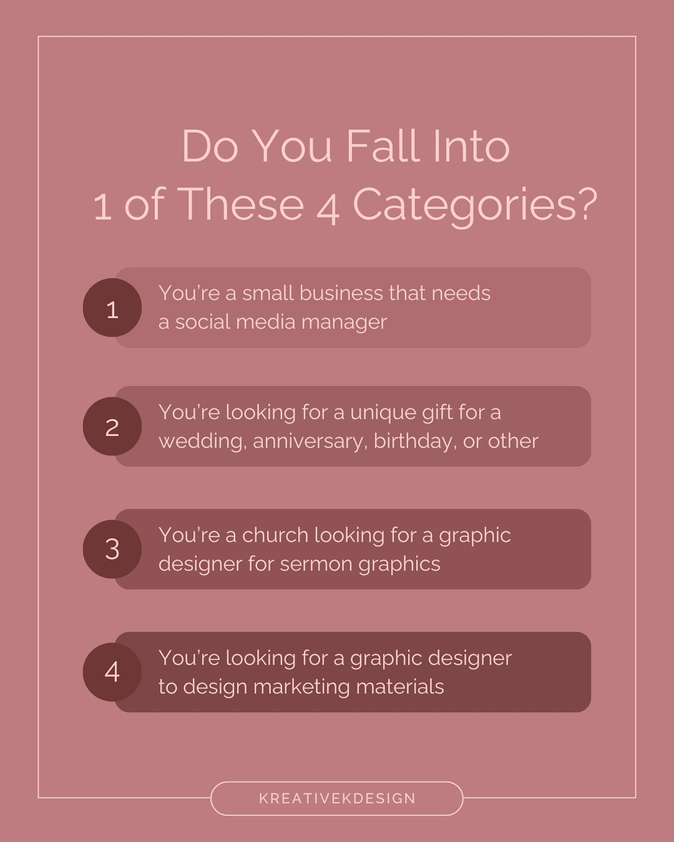 do you fall into 1 of these 4 categories? 🧐 if the answer is YES, you’re in the right place!
➡️ i am a social media manager! i plan content calendars, create graphics, write captions, and schedule posts
➡️ i have an etsy shop! i draw digital portraits of families, couples, and pets, and they make the best gifts
➡️ i am a graphic designer! i currently have 2 church clients that i design graphics for, and i have multiple other reoccurring clients who come to me for marketing materials
message me for more info!
.
.
.
#GraphicDesign #GraphicDesigner #SocialMediaManager #Marketing #Etsy #DigitalDesign #Portrait #PetPortrait
…
Graphic Designer | Social Media Manager | Unique Gifts | Digital Download | Wedding Gift | Anniversary Gift | Etsy