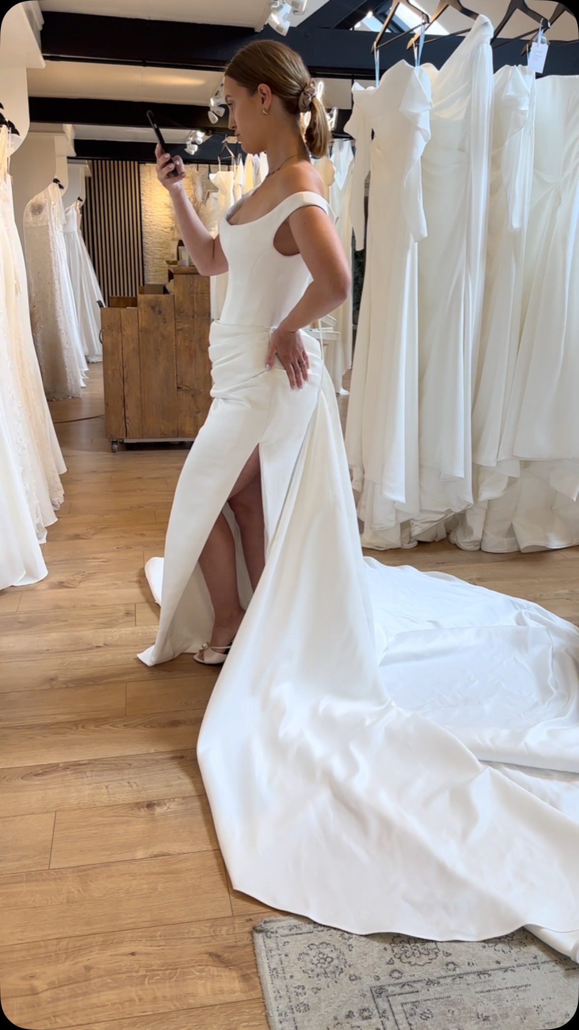 Part of the perks… trying on the NEW dresses and Winton is a fave 🤍