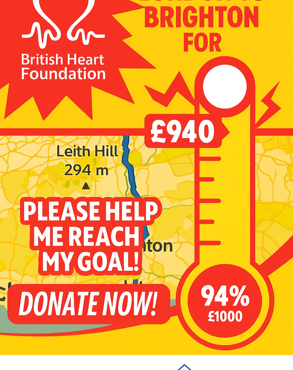 🚴♂️ London to Brighton – This Sunday! 🚴♀️
I’m cycling from London to Brighton on Sunday 15th June and I’m so close to hitting my fundraising goal! 🙌
I've raised £940 so far and just need £60 more to reach my £1,000 target! 💥
If you can spare anything — even a few ££ — it would mean so much. Every bit helps and keeps me pedalling that bit harder! 💪
💛 Thank you to everyone who’s donated already!
Let’s get to that finish line — on the road and for the cause!
📲 https://www.justgiving.com/fundraising/karlwheeler-66e9bbb1985565886268f27c?utm_medium=FR&utm_source=CL&utm_campaign=015
#LondonToBrighton #CharityRide #AlmostThere #SupportAFriend #BikeForACause #ThankYou #FinalPush