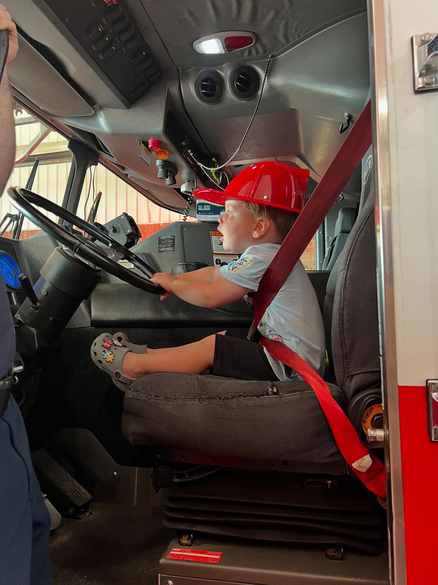 We had a special visitor today - Junior Firefighter Nolan! He inspected our station and gave us his seal of approval! 🔥🔥 #juniorfirefighter #covfire #covingtonga #tour #firetruck #firestation
