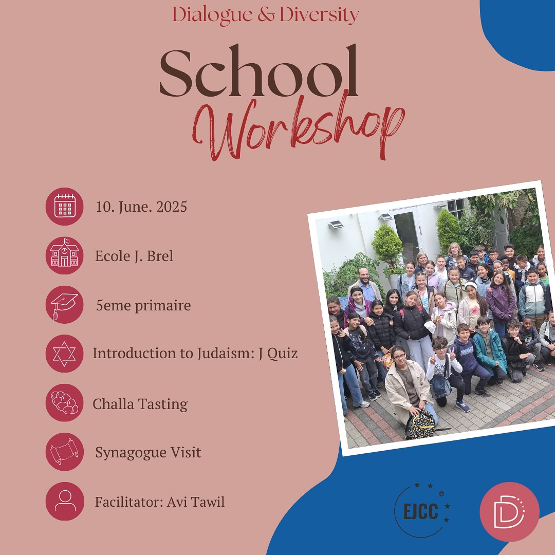 We are honored to welcome the students from École J. Brel, who visited the synagogue to get a brief introduction to Jewish culture. On this occasion, our ASF volunteer Charlotte shared a few words about her experience working on this project:
“It was heartwarming to see all the children so fascinated and curious. Being able to host them and share our knowledge was a beautiful experience that gives me a lot of hope for the future.”