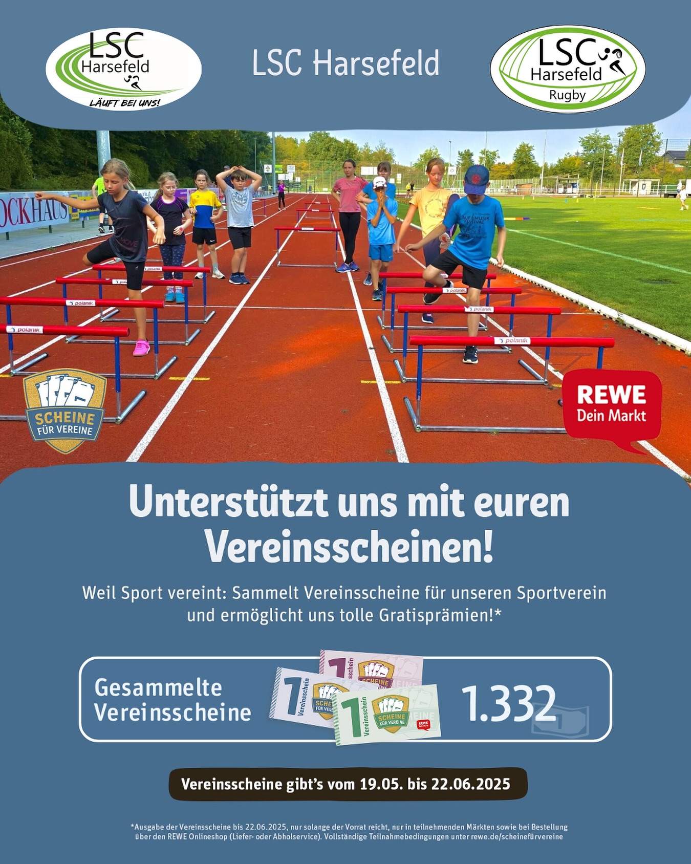 Die Aktion läuft - läuft bei uns!👏🏻
Vielen Dank für eure Unterstützung bei der Aktion von Rewe Scheine für Vereine!
Bisher haben wir schon reichlich Scheine zusammen sammeln können, jeder einzelne zählt!👍🏻
Vereinsscheine bekommt ihr beim Rewe noch bis zum 22.06., zugeordnet werden können die Vereinsscheine bis zum 06.07.
Also sammelt fleißig weiter, scannt die Scheine direkt online ein, werft sie in unsere Sammelboxen bei den Rewe-Märkten in Harsefeld oder gebt sie einem eurer Trainer💚
Viele Dank für eure Unterstützung!
#rewescheinefürvereine2025 #rewe #scheinefürvereine #harsefeld