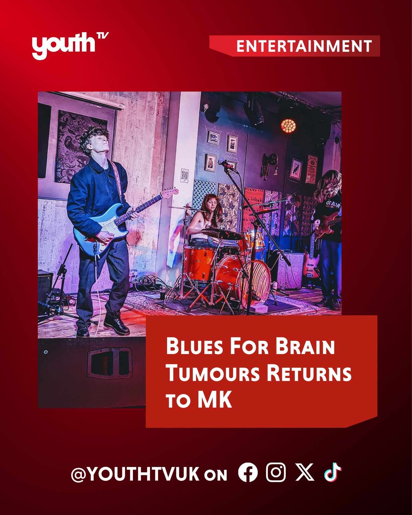 🎸 Live music with a powerful purpose 🎤
On Saturday 14 June, three top MK bands play at The Craufurd Arms to raise money for The Brain Tumour Charity, supporting people affected by brain tumours and their families 💔
🧠 Ramblin Preachers (final show)
🎶 Sleepwalk
🌟 The Chess Pieces
📍 Craufurd Arms, Wolverton
⏰ 7.30pm | 🎟️ £8 advance
This event means so much to the community and to those affected by brain tumours. Read the full story of why it matters 👇
LINK IN BIO 🔗
👉 @youthtvuk
#BluesForBrainTumours #MiltonKeynesMusic #MKGigs #SupportLocalMusic #YouthTV #LiveForACause #GigWithPurpose #MKEvents