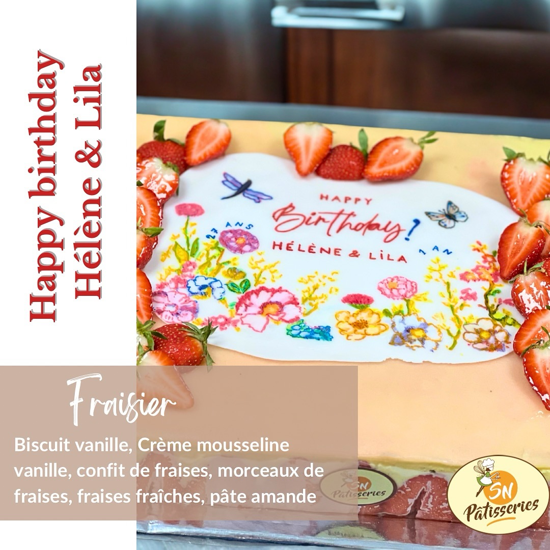 Joyeux anniversaire Hélène &Lila !! 💖💐🎂🎉
#snpatisseries #charentemaritime🇫🇷 #anniversaire #gateau #fraisier #patisserie