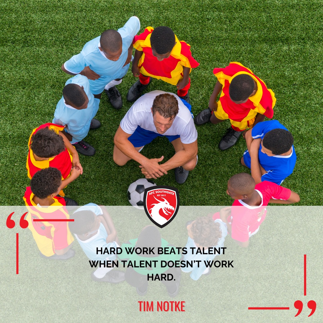 ⚽ "Hard work beats talent when talent doesn’t work hard." — Tim Notke 💬
Talent might get you started, but it’s hard work, heart, and hustle that take you all the way! 💪🔥
Keep pushing, keep grinding — every training session counts! 🙌
#afcsouthgate #northlondonfootball #kidsfootball #footballquotes #motivation #inspiration