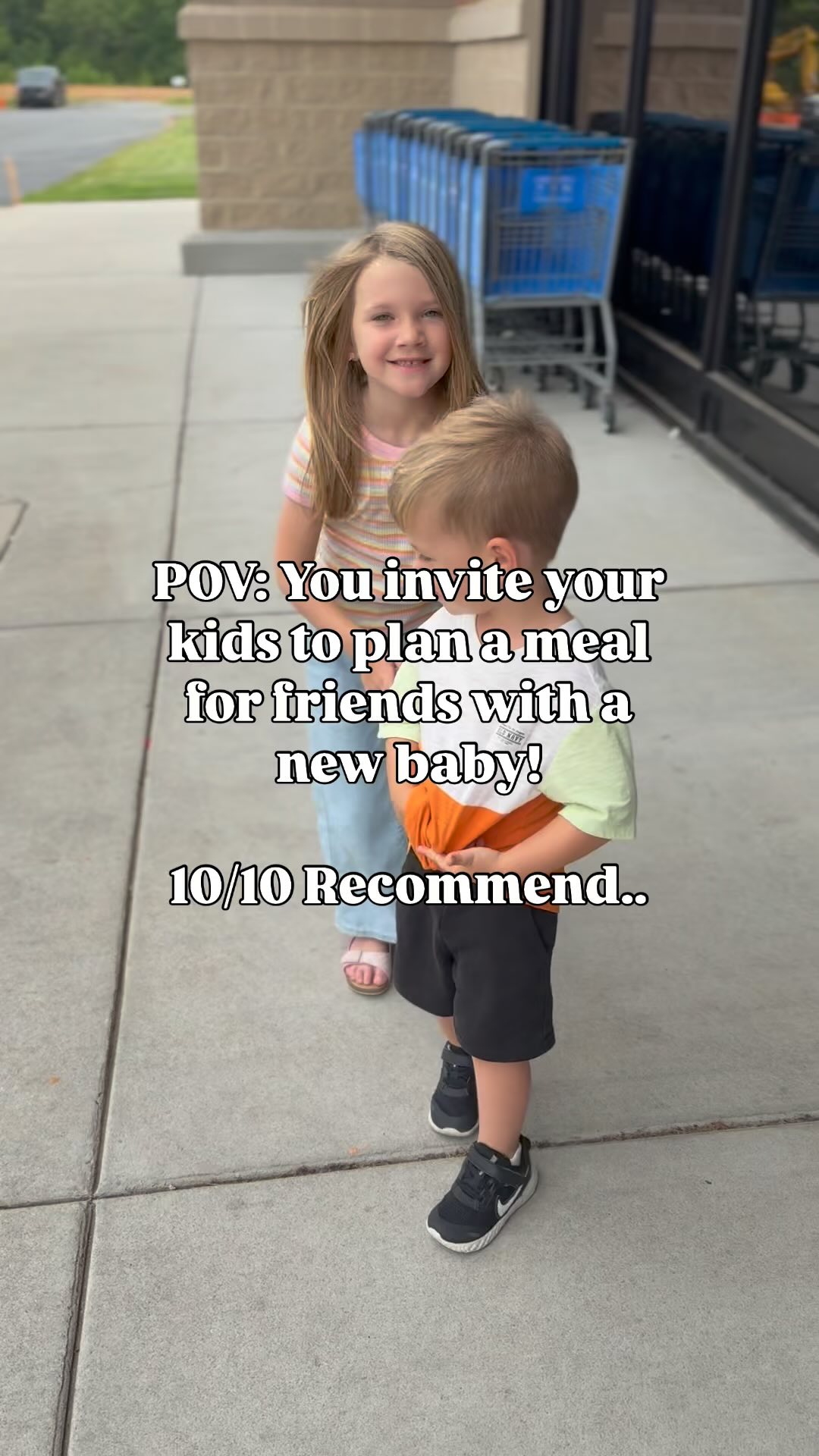 Y’ALL - I could have done it by myself, but look what I would have missed!
We so desperately want our kids to be kind and share with others and then when we sign up to bring a meal to friends and have the PERFECT opportunity to model it, we shop and plan without them!
Invite your kids into the everyday. Don’t choose efficiency when their little hands have so much to offer 🫶
P.S. - I am notttt the kind of friend that brings a home cooked meal, but I learned a life hack that’s worth sharing! When you sign up to bring a meal (for me, take out) for a friend with a new baby, pack supplies for a second meal that the new mom can make another day with some fresh fruit & veggies to stock her fridge!
I’m ALWAYS on team @kevins.natural.foods and buy them for everyone who needs anything 😂
ANYWAYS, kids are awesome, lean in and let them lead.
XO - Cheering for you!