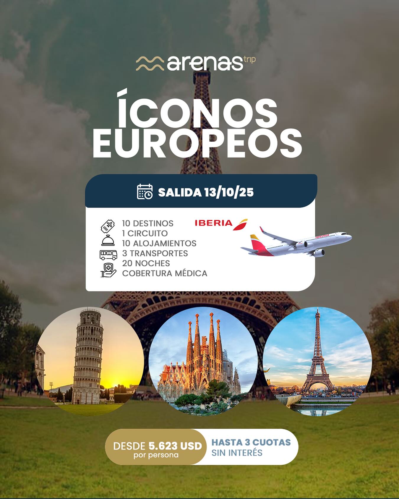 🌍✨ ¡Europa te espera!
Viví una experiencia única recorriendo las ciudades más emblemáticas del viejo continente:
🇪🇸 Madrid, Barcelona
🇫🇷 Costa Azul, París, Burdeos
🇮🇹 Venecia, Florencia, Roma, Turín
🇳🇱 Ámsterdam
Un viaje lleno de historia, cultura, paisajes inolvidables y momentos que vas a atesorar para siempre 💫✈️
📍Salidas desde Mendoza, Córdoba y Buenos Aires
¿Estás listo para la aventura de tu vida?
📩 Consultanos y empezá a planear tu próxima gran historia.
#Europa2025 #ViajarEsVivir #SueñosQueSeCumplen #AventuraEuropea #Turismo #viajesengrupo