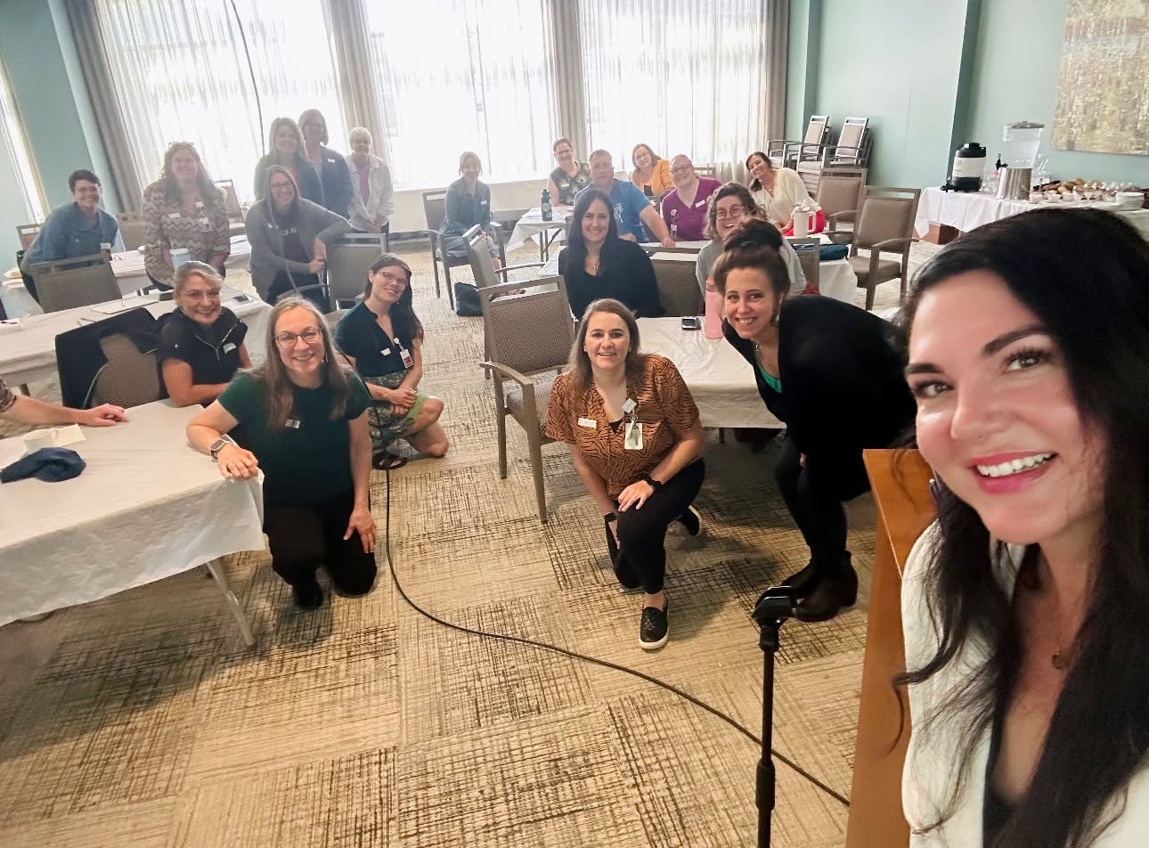 Feeling so honored to speak to @ebenezer_ems ’s corporate Life Enrichment leaders today. 💛 What a gifted and heart-forward group of professionals who show up every day to bring joy, purpose, and connection into the lives of older adults, and now, even more intentionally, into the lives of caregiving families too.
We explored the emotional, logistical, and identity shifts that caregivers face, even after their loved one has moved into senior living. We discussed how life enrichment directors are uniquely positioned to be more than engagement experts; they can also serve as guides, listeners, and bridge-builders for families navigating one of life’s most challenging transitions.
When you hear the words “thought leader,” what comes to mind?
You might think of authors, CEOs, and speakers on big stages.
But I want to offer a new perspective:
As Life Enrichment Director, you are a thought leader.
Not because you have a mic or a million followers,
but because every day, you shape culture.
You model values.
You start conversations.
You set the tone for how your community feels.
That is leadership. That is impact. That is visibility in action.
Thank you, Ebenezer, for the invitation and for the meaningful work you do. I left encouraged and inspired! I'm encouraged by the mission to create a more compassionate and connected future in senior living. Awesome to meet all of you!
Loved sharing some of my favorite caregiver and engagement resources, too!