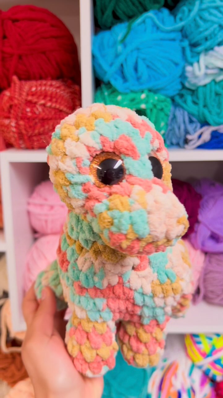 I normally LOVE bright-colored plushies, but this color has a special place in my heart for some reason. 🌈
What do you think about this kind of boho colored mini dino? I want to make a bunch more, so let me know what color version you want to see next!💭👀
Pattern: @crochetgrove
#crochet #amigurumi #yarnfusion #handmadebusiness #crochetplushies #plushies
