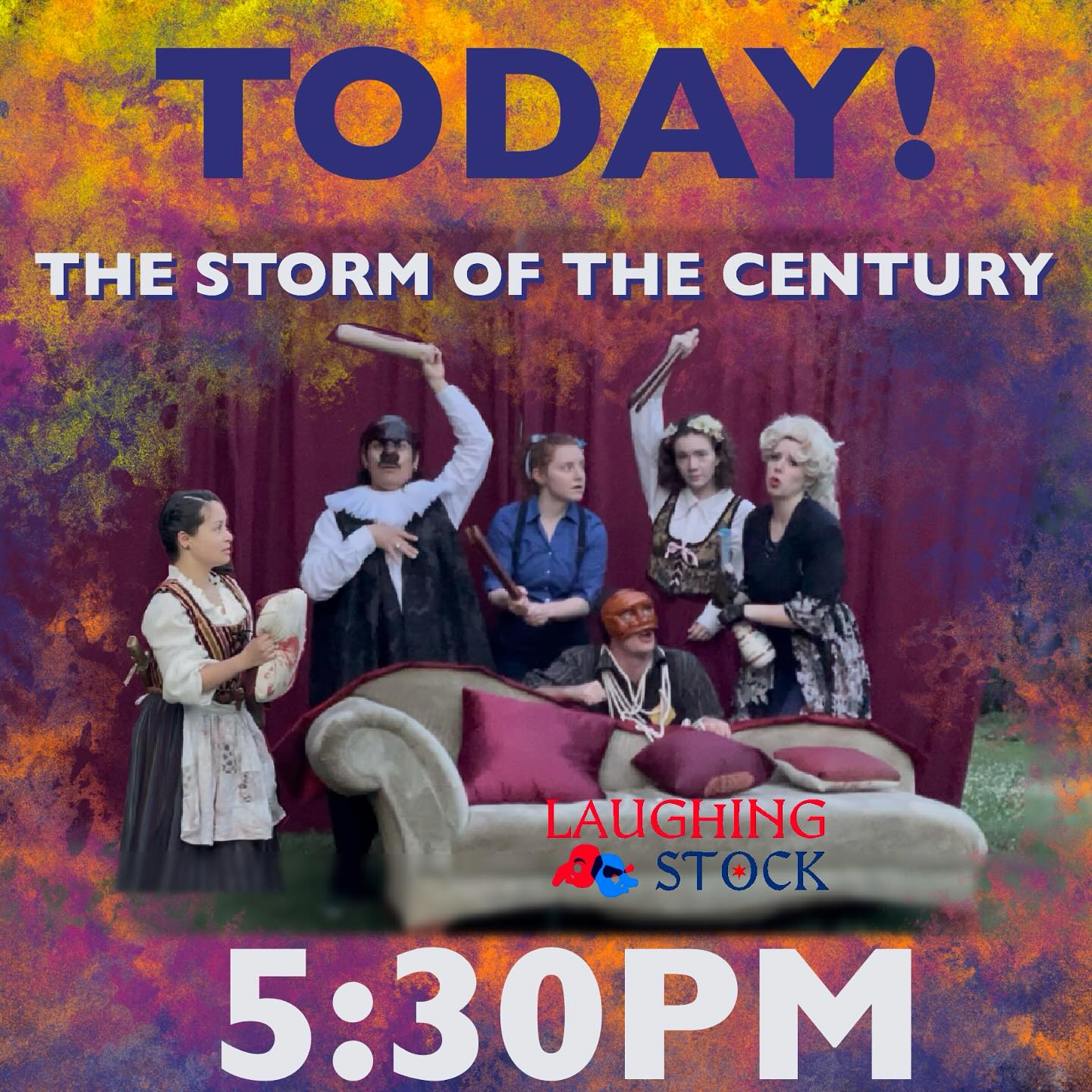Today is the day! Join us at Ridgeville Park 6/14 & 6/15 for our first weekend of shows!
See you soon!
Tickets at the door or at www.laughingstockchi.com
#Commediadellarte #Commedia #StormoftheCentury #Masks #chicagotheatre #comedy #newplay #evanston #summerfun #outdoortheatre