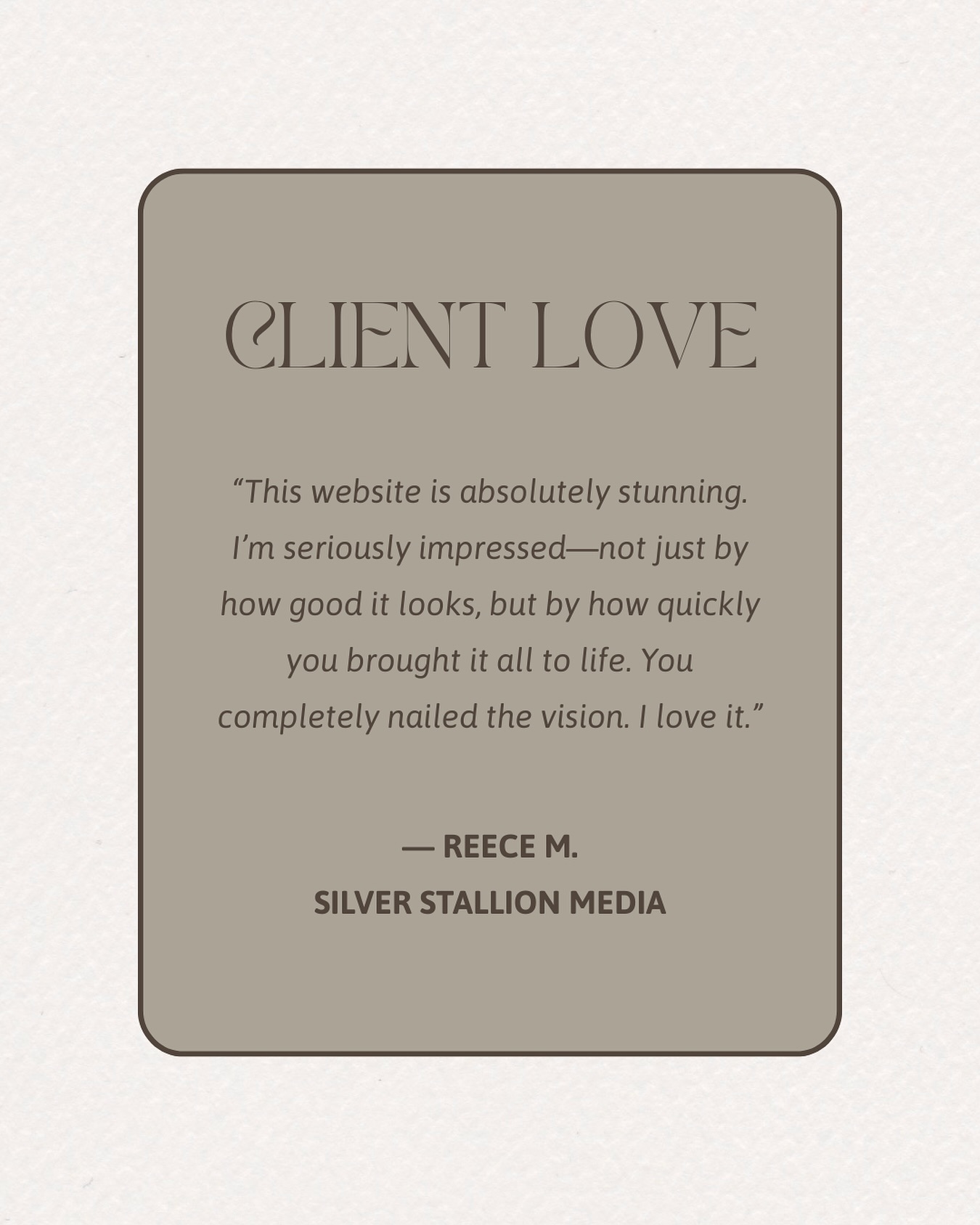 Nothing better than kind words from my clients 🤎
Forever grateful to be working with the most incredible businesses—it’s such an honor to bring their vision to life.
If you’re thinking about working with me, just fill out an inquiry form & let’s get started!
#branddesign #branding #brandstrategy #graphicdesign #webdesign #website #socialmedia #socialmediamanagement