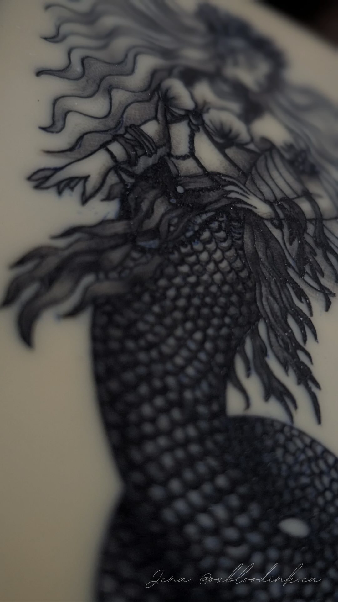 The last mermaid from my prompt list, she needs some final touches before her reveal next Wednesday. đ¤
.
#Mermay #tattooartist #blackworktattoo #mermaidtattoo #tattooing #softpower #coralcrown #tattooprocess