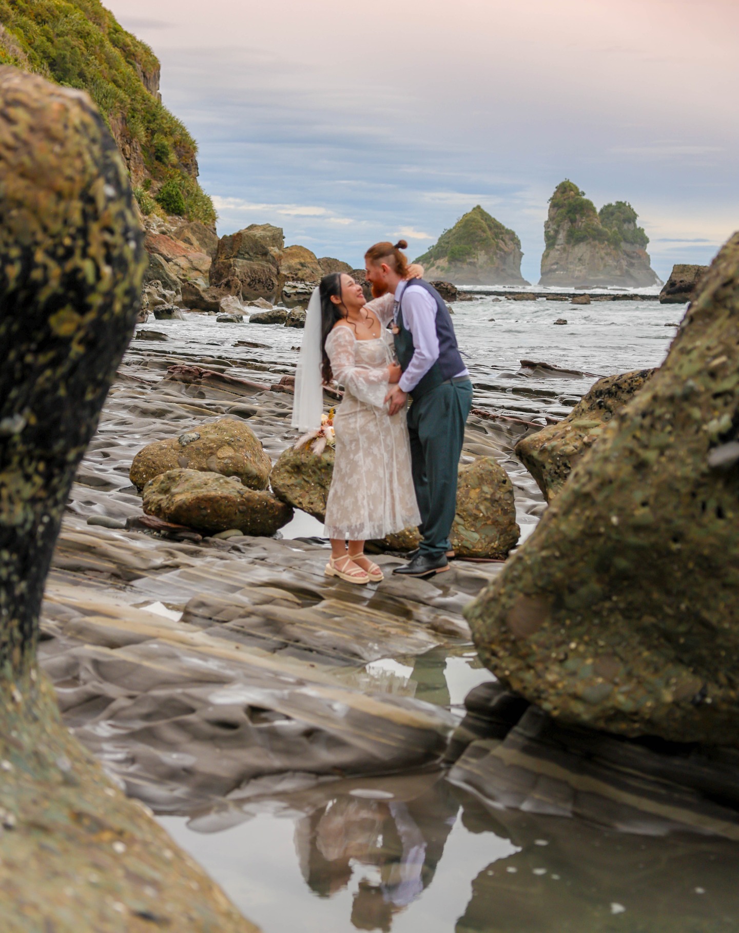 This gorgeous couple eloped earlier this week - just them and us in a beautiful, private time together. Nothing like low tide at the rocks for gorgeous photos.
See more photos on our website.
@elopewestcoastnz @westcoastnz @westcoastcelebrant @shirleyserban