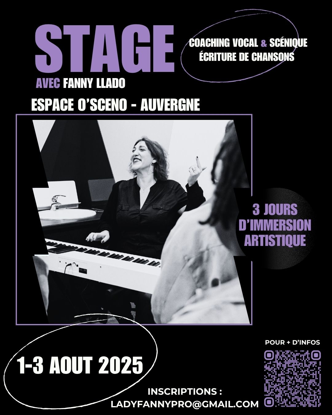 Du 1er au 3 août 2025, je vous propose un stage intensif de 3 jours mêlant technique vocale, coaching scénique et écriture de chanson — le tout dans un cadre exceptionnel ☀️
IL RESTE 5 PLACES DISPONIBLES !
Réservez vite !
🗓 Du vendredi 1er au dimanche 3 août 2025
👥 Places limitées à 15 personnes
📩 En savoir plus & réserver : suivez ce lien https://drive.google.com/file/d/1ozMRQ55CK2C9YsVjFyI0vYFur0LyoTIU/view?usp=drivesdk. #coachingvocal #coachingscenique #ecrituredechanson #stage #masterclass #osceno