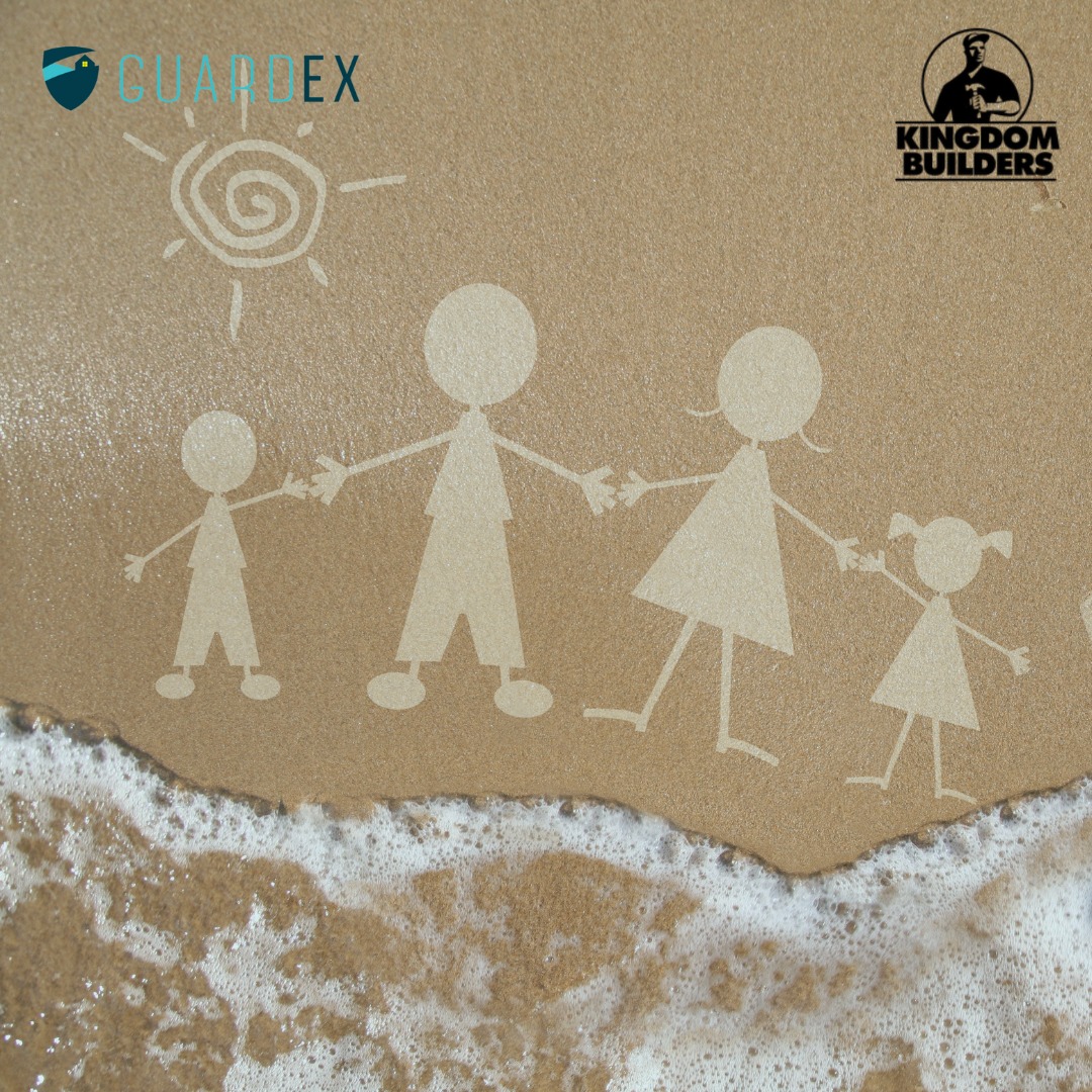 Summer’s best moments are simple. ☀️👨👩👧👦 Stick figures in the sand. Suns drawn by tiny hands. Whether you’re building spaces for laughter or making sure the home front is ready for anything; Kingdom Builders and GuardEx are here for the real-life magic in every season! #SummerMemories #KingdomBuilders #GuardEx \