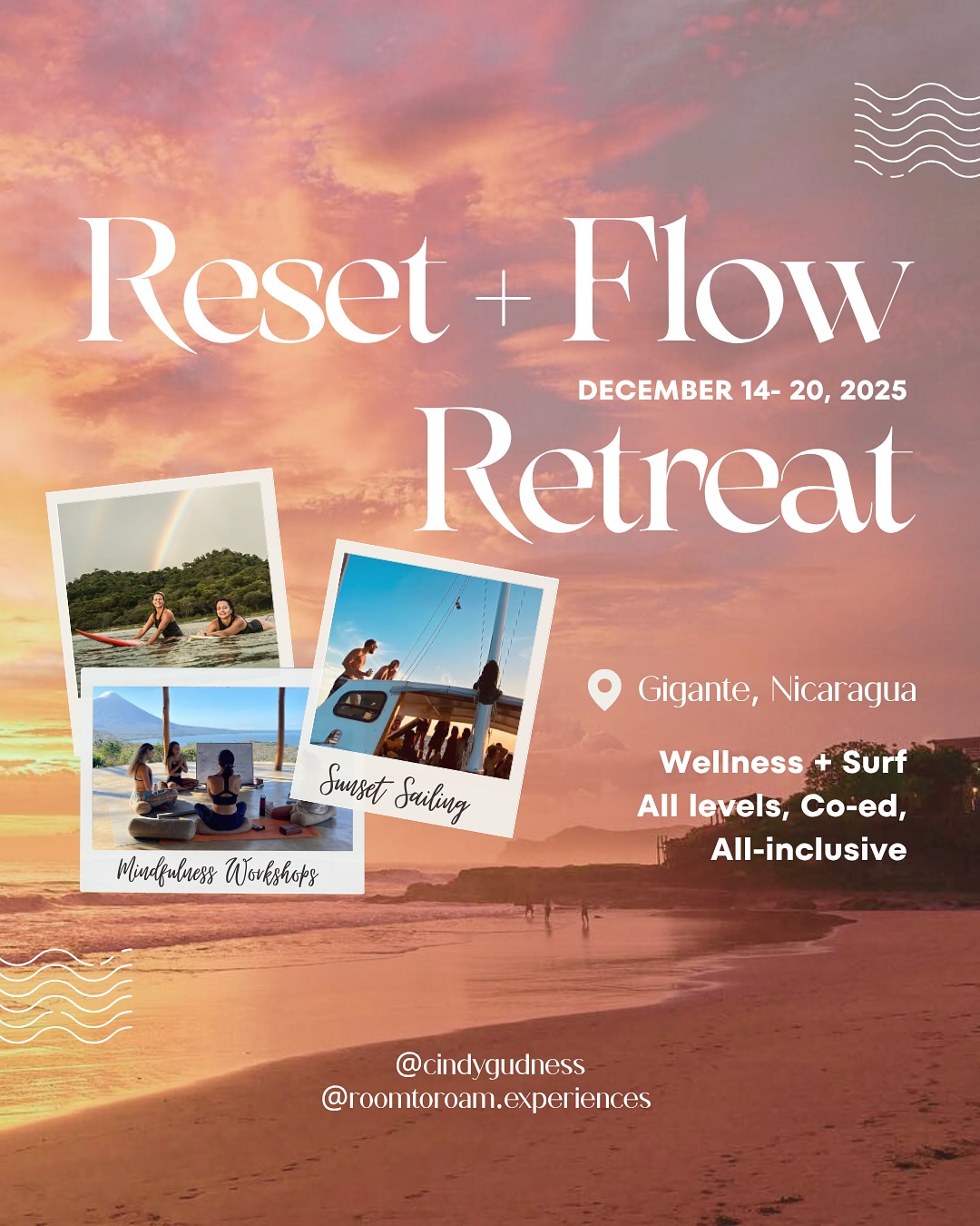 🏄♀️🧘♂️🏝️Winter Escape📍 Nicaragua | Dec 14– 20, 2025 | All genders, all-inclusive
If you’ve been holding it all together, showing up for everyone but yourself - this retreat is for you.
This isn’t just an escape.
It’s a real RESET to recharge, remember, and come alive
Imagine...
☀️ Waking up to the sound of waves
🏄♀️ Learning to surf with supportive, patient guidance in a warm tropical ocean perfect for beginners and intermediate
🧘♀️ Daily movement through gentle yoga, Qi Gong, breathwork, curated to build resilience in your nervous system
💬 Deep, heart-opening conversations with people who *get it*
🌅 Sunset sailing, nourishing meals, bonfires, and laughter around the table
🌀 Recovery sessions from ice bath, Breathwork to Mindfulness workshops to manage stress, process emotions, and reconnect to your purpose
All inclusive (except alcohol): Airport pickup, surf lessons, group activities, daily movement + mindfulness, ALL meals (including dining out at one of my fave spots), and guest-favorite: the sunset sailing dinner 🌅
Regular: $2990 shared | $3490 private
Winter escape special deal available, DM @cindygudness ✨
Space is limited.
Payment plans are available.
I intentionally chose these December dates—right before the holiday chaos, when work slows down. You can actually *step away* for once.
To receive. To soften. To reset.
💌 Spots are limited (it’s intimate, cozy, and curated).
DM me “RETREAT” or comment below for the promo code.
Come as you are. Leave as who you’re meant to be. The people you love want you to be more of you.
Let’s flow. 🌊
#burnoutrecovery #nervoussystemreset #surfretreat #wellnessretreat #soulaligned #neurodivergenthealing #nicaraguaretreat #resetandflow #coedretreat #retreatforyou