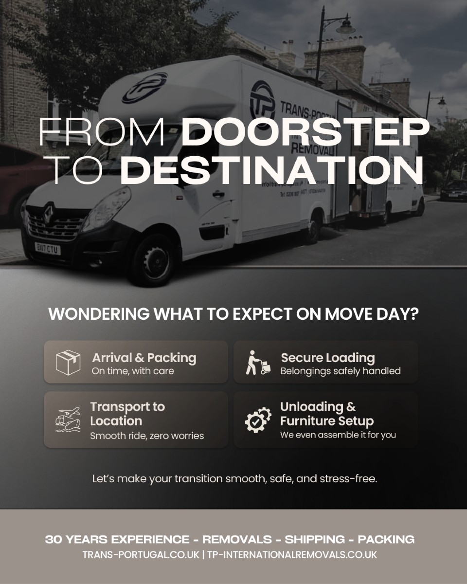 Doorstep ⏩ Destination - We’ve got you covered! 🏡
Reach out to our team via phone or email with your specific requirements, and we'll be happy to assist!
🇬🇧 LONDON OFFICE
22-24 Homecroft Rd, London, N22 5EL, United Kingdom 0208 807 6677
🇵🇹 PORTUGAL OFFICE Inter Luis
Estrada Nacional 10
Centro Empresario Sado Internacional Armazem D21, 2910-835 Setúbal
00 351 265 708 240
info@tp-internationalremovals.co.uk
#relocationservices #movingcompany #shipwithus #movers #packingpros #transportation #movingday #shippingworldwide #relocationexperts #shipments #tpinternationalremovals #transportugal #shippingandhandling #movingtotheuk #packingandshipping #movingtoportugal #movewithus #easyshipping #movingsolutions #shippingmadeeasy #securepacking #movingtospain #storagesolutions #removalstoportugal #relocationready #movinghome #newoffice #fineart #vehicletransportation
From packing to transport, our expert team ensures a smooth and stress-free move. Let us handle the heavy lifting while you focus on your new adventure.