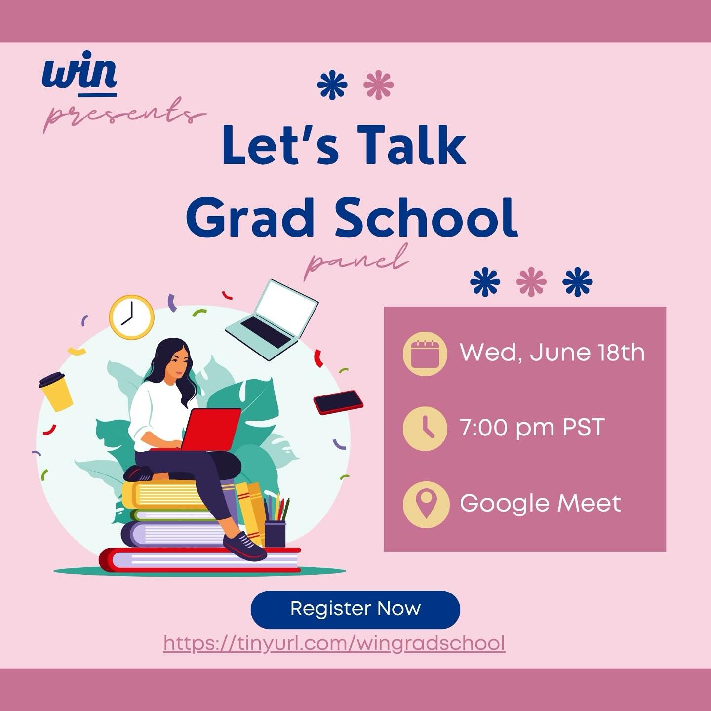 Thinking about grad school? Join us for a panel with three grads sharing tips, experiences, and advice on the journey to and through grad school. RSVP today and you there!