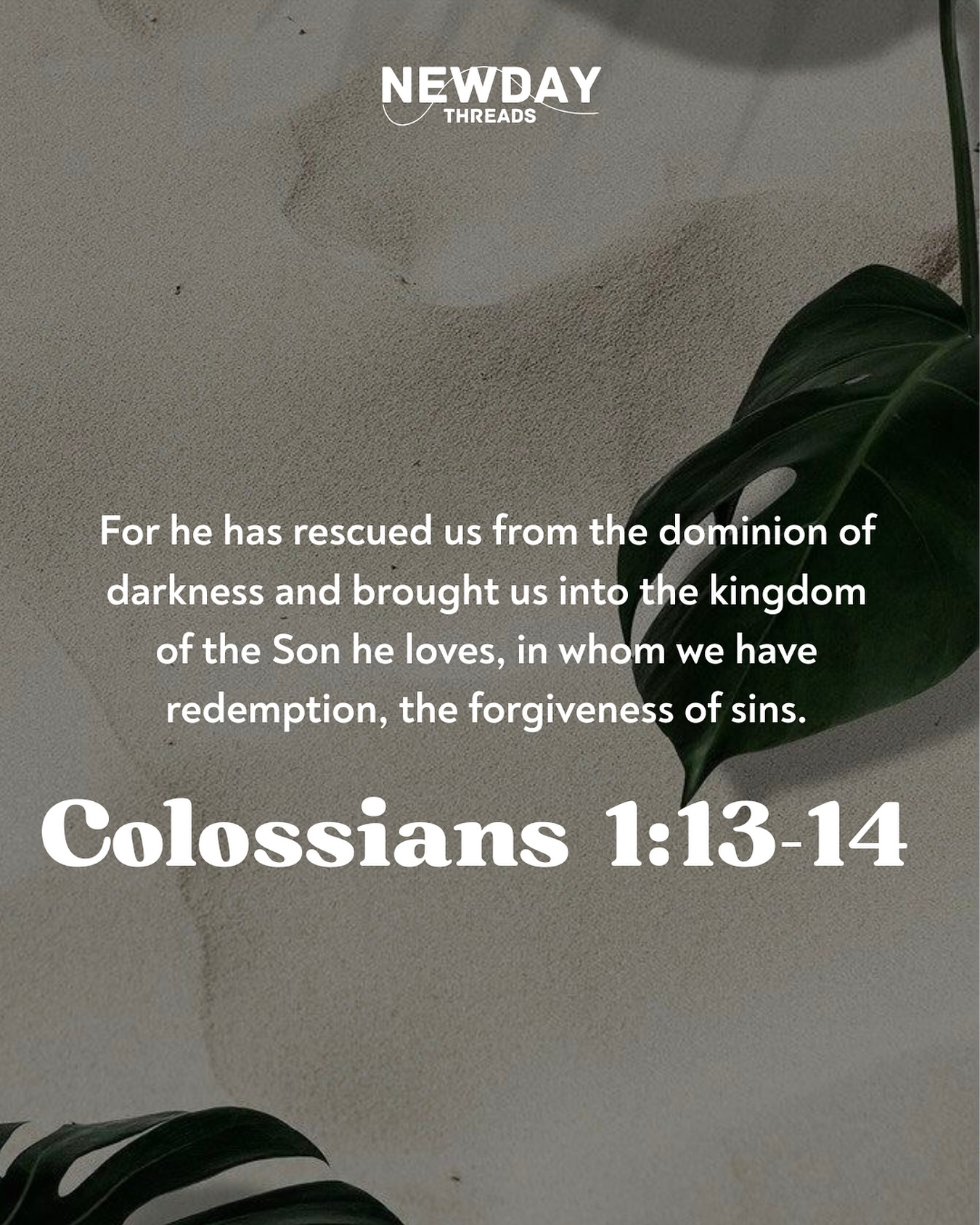 Colossians 1:13-14
From darkness to light. Redeemed. Forgiven. Free. All because of Jesus.