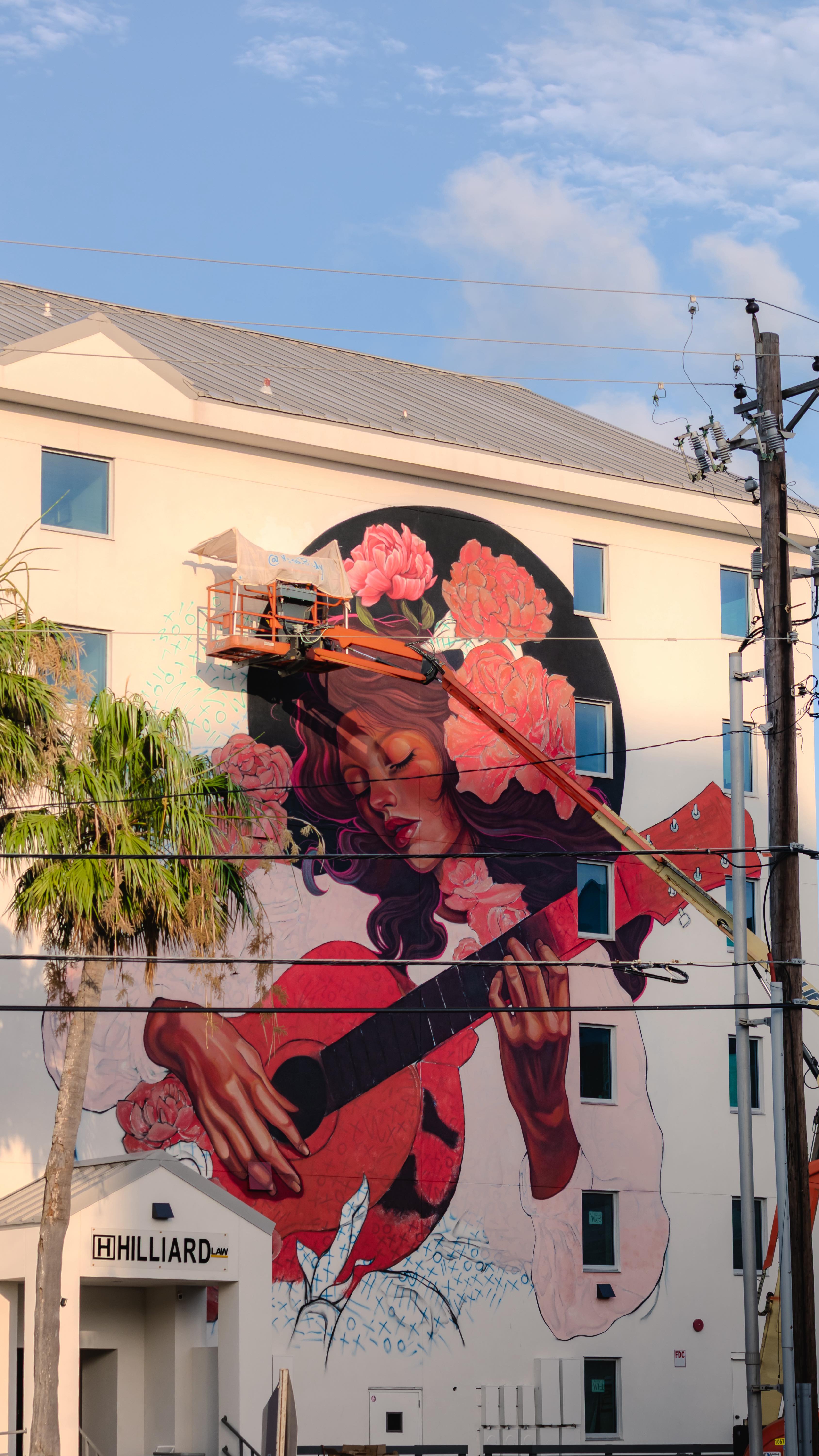 “Every Flower Sings” A big thank you to @downtownccmuralfest for having me and a huge thank you to @hilliardlawtx for being the best. #mural #artist #spraypaint #positivity #kindness #world