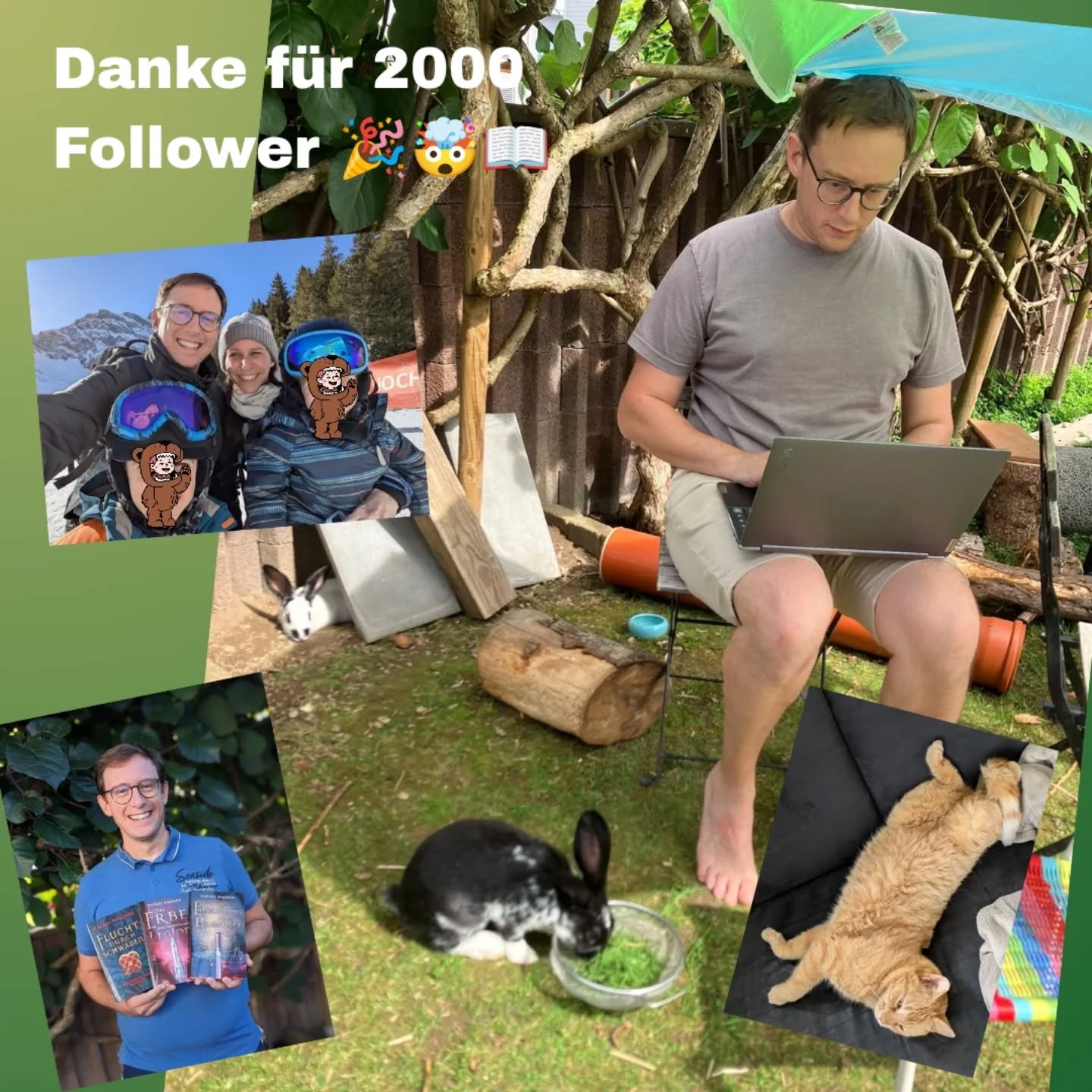 Wahnsinn! 2000 Followerinnen und Follower 🤗 Ich bin ja definitiv nicht der Aktivste auf Insta 🙈 Umso mehr schätze ich unseren wunderbaren und herzlichen Austausch "hinter den Kulissen", die gegenseitige Unterstützung, eure wertvollen Beiträge jeden Tag und die unbeschreibliche Motivation hier auf #bookstagram und darüber hinaus. Ihr seid zum festen Bestandteil meines Autorendaseins geworden.
Herzlichen Dank an euch alle!