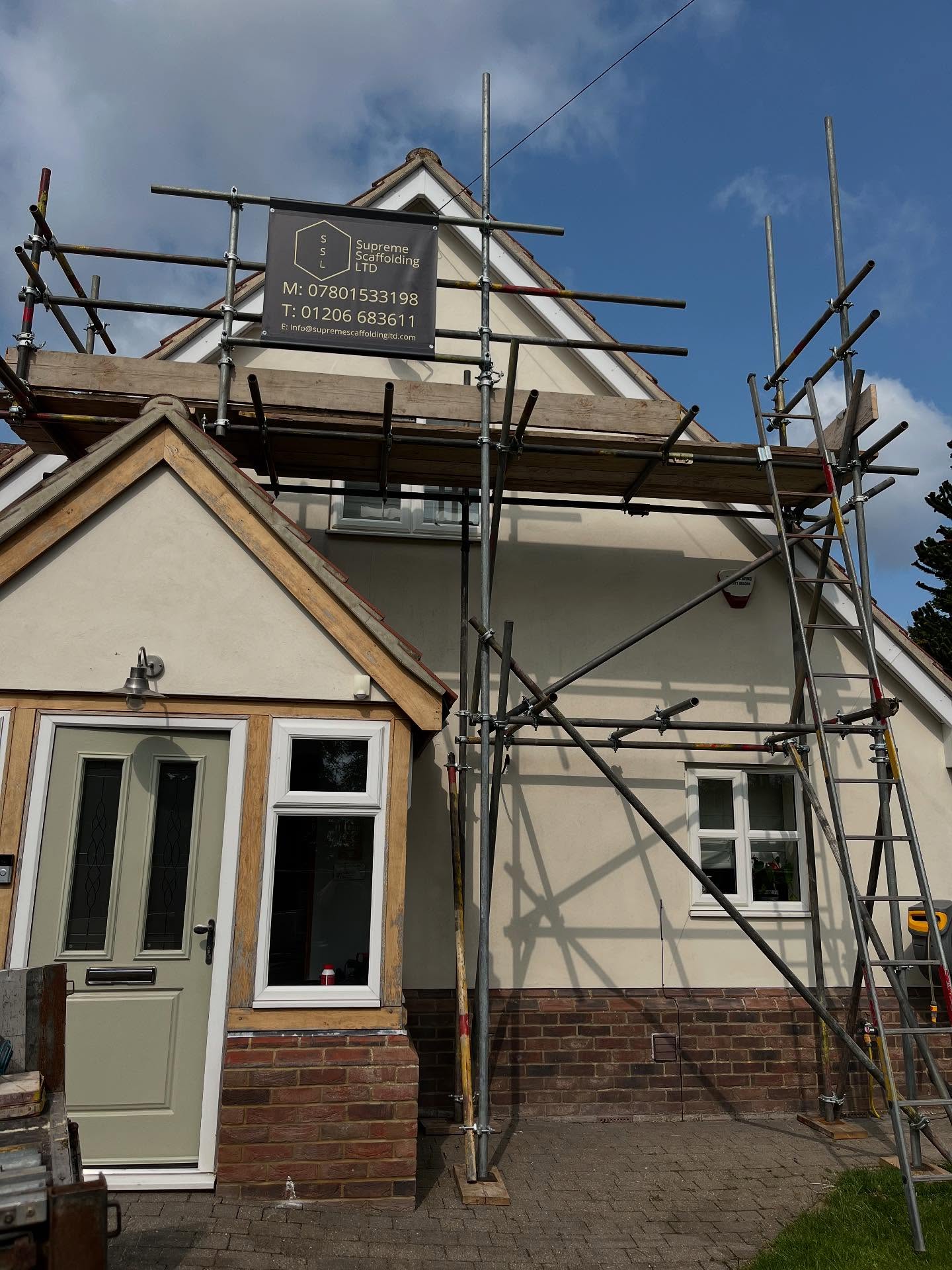 ⭐️Little tower over a porch erected so this client can access the top of the gable for rendering⭐️