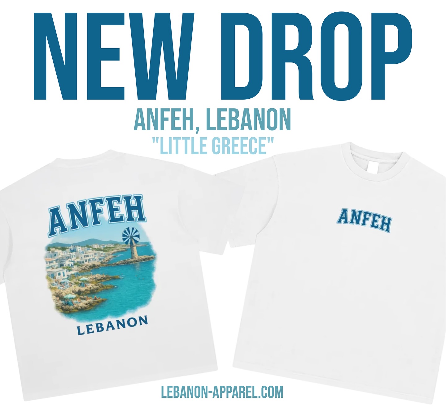 Discover the hidden gem of ANFEH, LEBANON, “Little Greece”! New arrivals are here! Shop now and get free worldwide shipping for just $30 Buy at lebanon-apparel.com