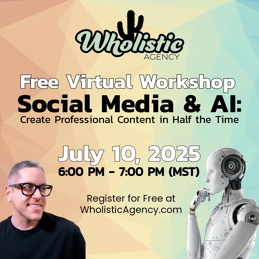 🌵 FREE Virtual Workshop 🌵
Ready to create professional content in HALF the time? Join me for “Social Media & AI: Professional Content in Half the Time” - this is going to be a game-changer!
✨ What you’ll learn:
• Social Media 101 fundamentals that actually work
• AI-powered caption creation (say goodbye to writer’s block!)
• Smart content calendar automation
• Profile optimization techniques
• The perfect blend of AI efficiency + authentic human touch
🎯 Perfect for: Business owners, entrepreneurs, and marketers who want to work smarter, not harder
🎁 FREE Bonuses for Attendees:
• Free Social Media Audit for attendees
• AI prompts you can use on your own
• Content Calendar Template
• A list of tools to help run things
+ so much more!
When: July 10, 2025
Time: 6:00 PM - 7:00 PM (MST)
💻 100% Virtual & FREE
🔗 Register at www.WholisticAgency.com
This isn’t just another workshop - it’s your shortcut to professional content creation that saves you hours every week.
Who’s ready to revolutionize their content game? Drop a 🙋♀️ below!
#SocialMediaWorkshop #AIContentCreation #TucsonBusiness #DigitalMarketing #FreeWorkshop #WholisticAgency #ContentStrategy