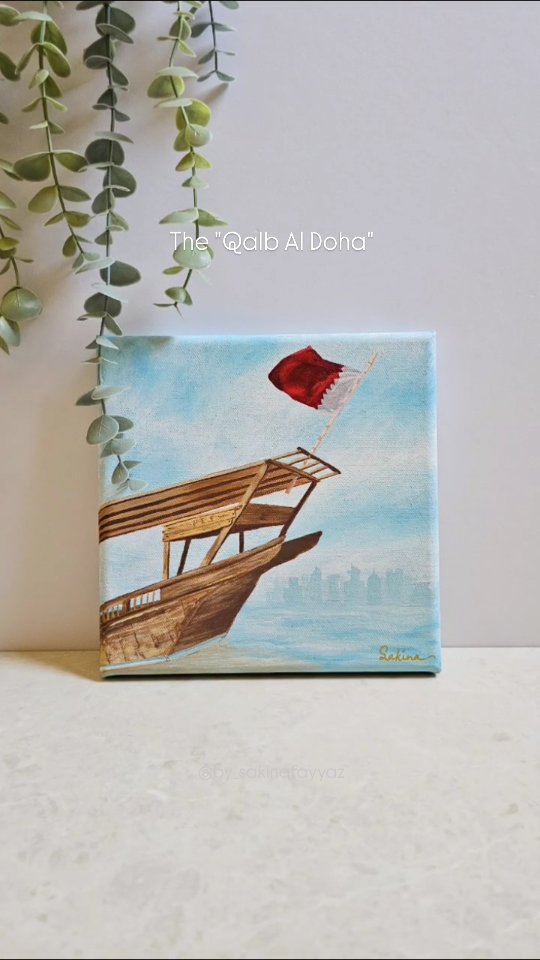 Add a piece of Qatar’s heritage to your space with this hand painted dhow.
🇶🇦 "Qalb Al Doha" (Heart of Doha)
20 x 20 cm | Acrylic on gallery wrap canvas
Available ✨️
DM to inquire or commission your own unique piece.
.
.
#dhowboat #qatarart #dohaskyline #qatarheritage #qataritraditions #dohaviews #cornichedoha #qatarculture #qatarartist #qatarpainting #traditionalboats #qatarhistory #middleeastart #acrylicpainting #artcollectorsqatar #qatarartscene #qatarivibes #originalart #dhowpainting #artcollectorsqatar #luxurydecor #interiordesignqatar #qatarhomedecor #artforsale #heritageart #qatarinspireddecor