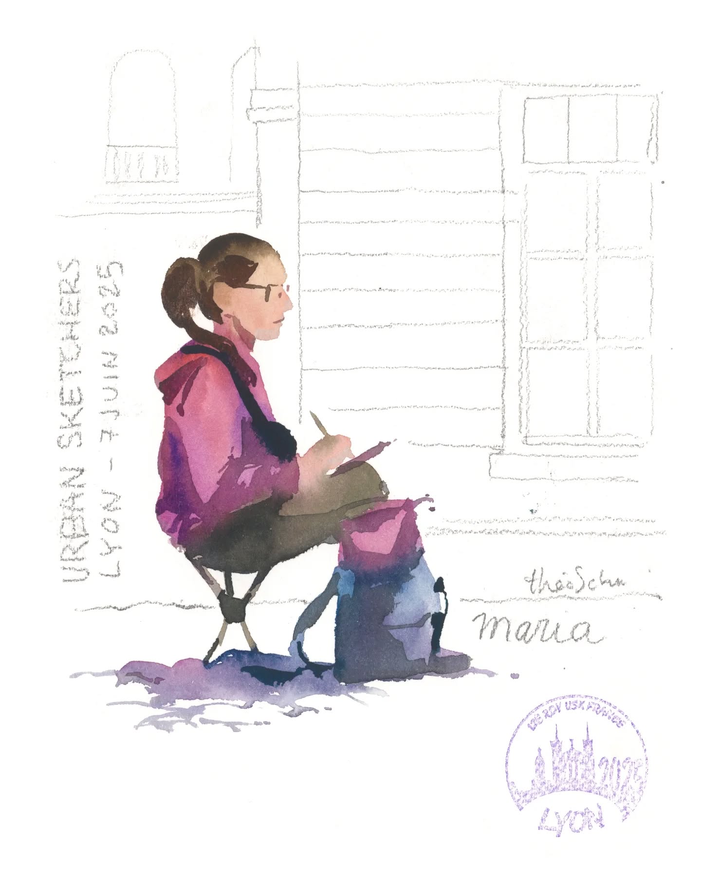 Autre croquis à l'aquarelle que j'ai fait lors du week end @usklyon .
Je me suis rendu compte que les dessinateurs restent aussi immobiles que les bâtiments ! 🏠
Merci à @sketchbook_memory d'avoir pris la pose sans le savoir ! 😁