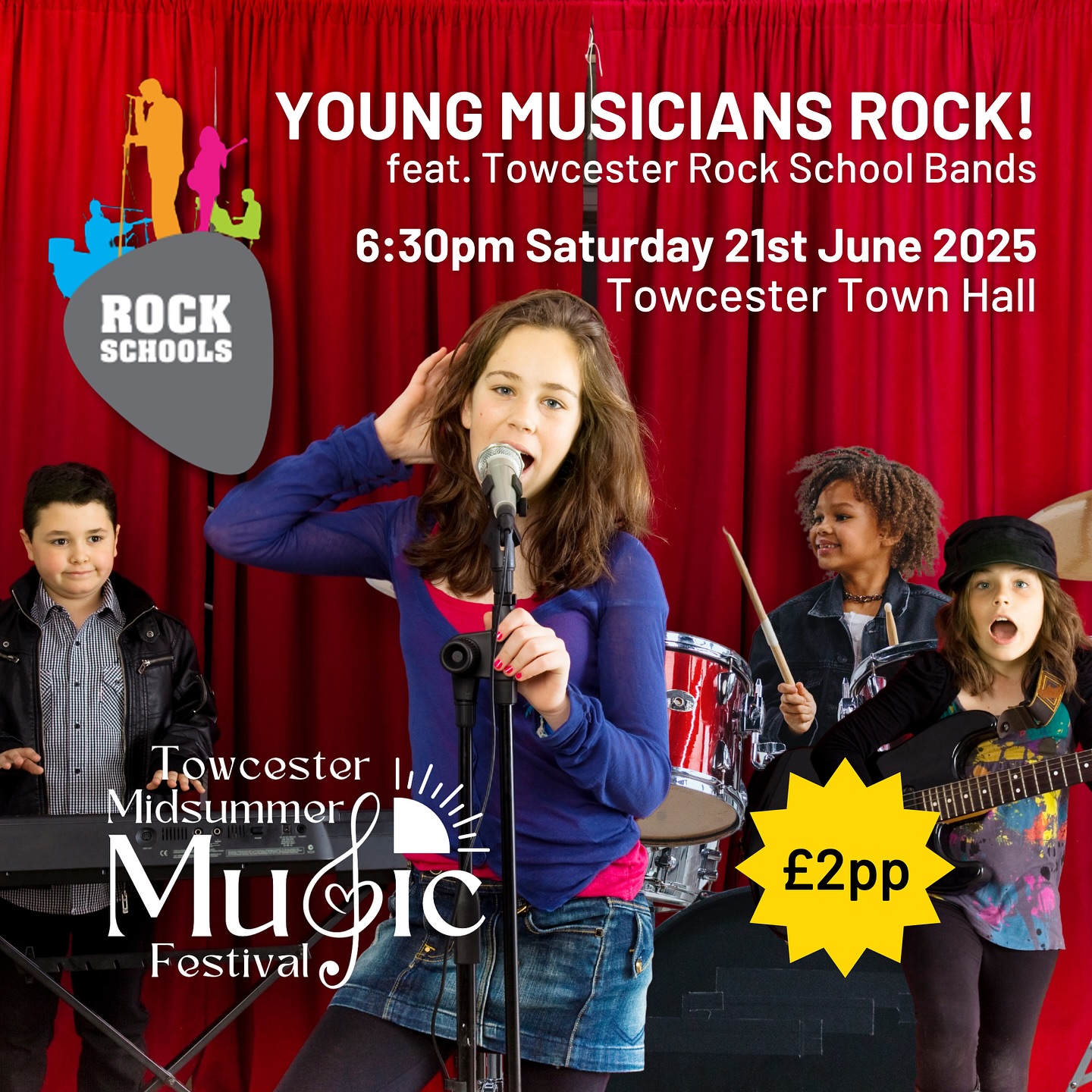 🎸 YOUNG MUSICIANS ROCK! 🎸
Feat ROCKSCHOOLS
6:30pm Saturday 21st June 2025
Towcester Town Hall
You saw them here first! Hear great rock music from Towcester’s home grown young musical talent from Rockschools
Tickets £2pp on the door subject to availability
#towcestermidsummermusic