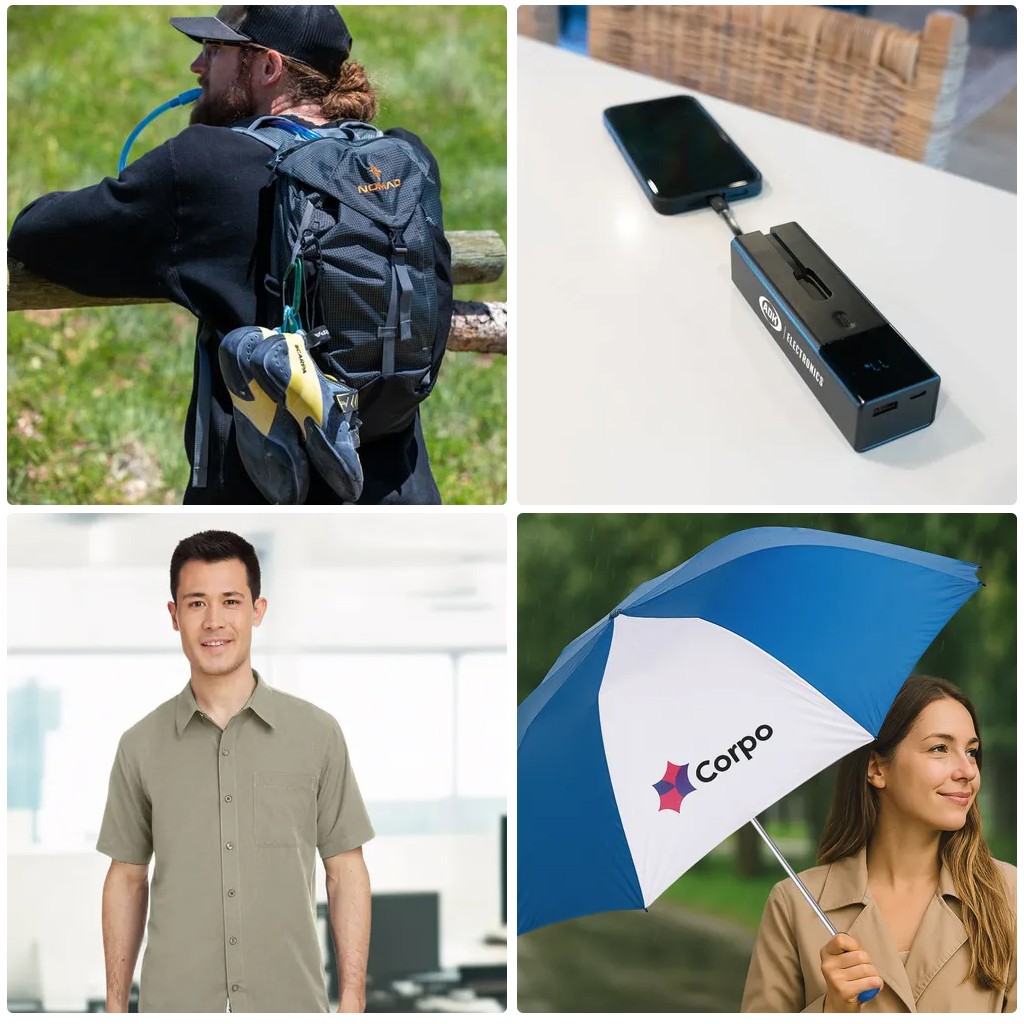 Give gifts that turn leads into clients. Our custom branded merchandise is guaranteed to impress clients and incentivize referrals. #backpacks #branding #shirts #umbrellas