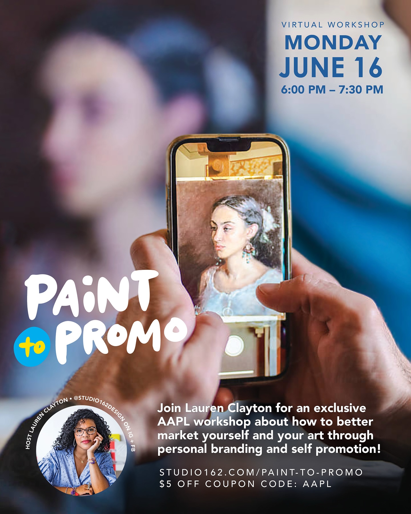 So honored to be invited by the American Artist Professional League and Heather Jones to host this exclusive virtual workshop Monday June 16th!
Workshop Highlights:
☑️ Strengthen your presence with tangible marketing tips for artists at all stages of their career
☑️ Attract attention with strategies that set you apart
☑️ Discuss tools and techniques that foster growth
☑️ Activate your personal creative story and start to put ideas in motion
https://www.studio162.com/event-info/aapl-paint-to-promo-online
#artclass #professionaldevelopment #creativeworkshop #artbusiness #learning #arteducation #marketingtips #selfpromotion #personalbranding #aapl #americanartistsprofessionalleague