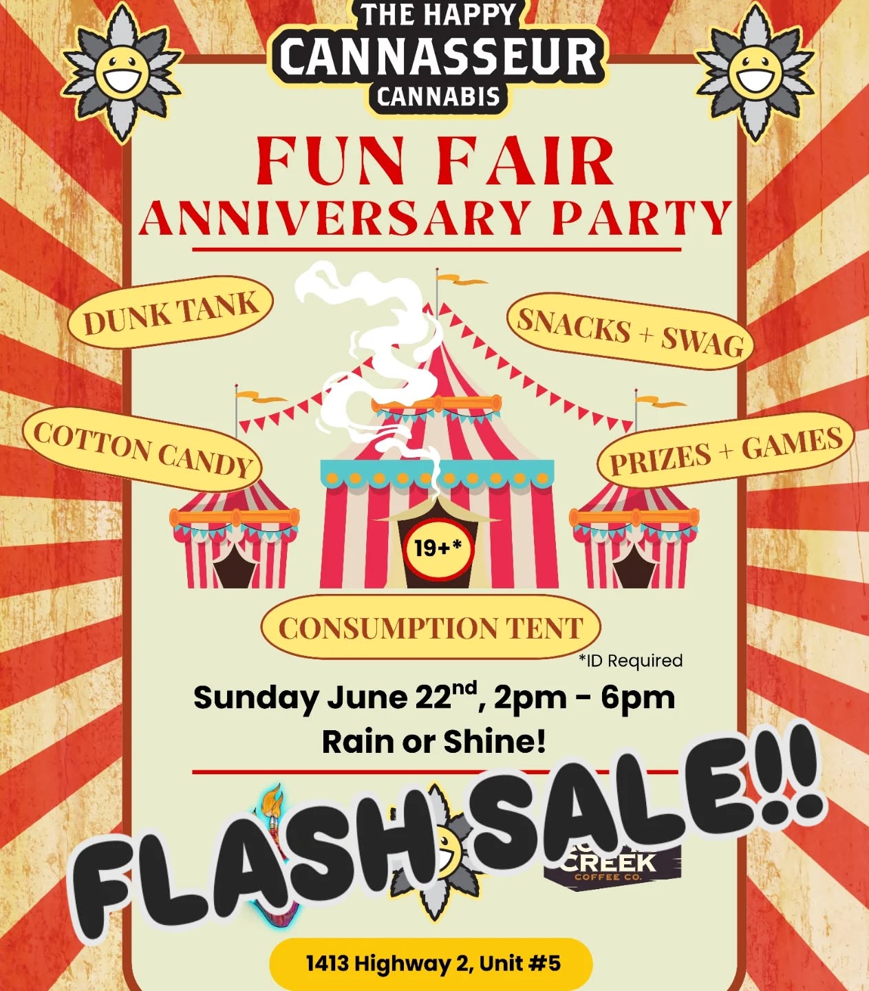 FLASH SALE! Our plaza naughbours @thehappycannasseur_ are celebrating their anniversary with a fun fair in the parking lot! To help celebrate we will be open and @kristenptattoos and Jeffcooktattoos will be doing special one-off flash tattoos at a smokin price. More details to come on designs and other fun we have planned!
Sunday June 22, 2 - 6pm
#tattoos #flash #thc #funfair #carnival
