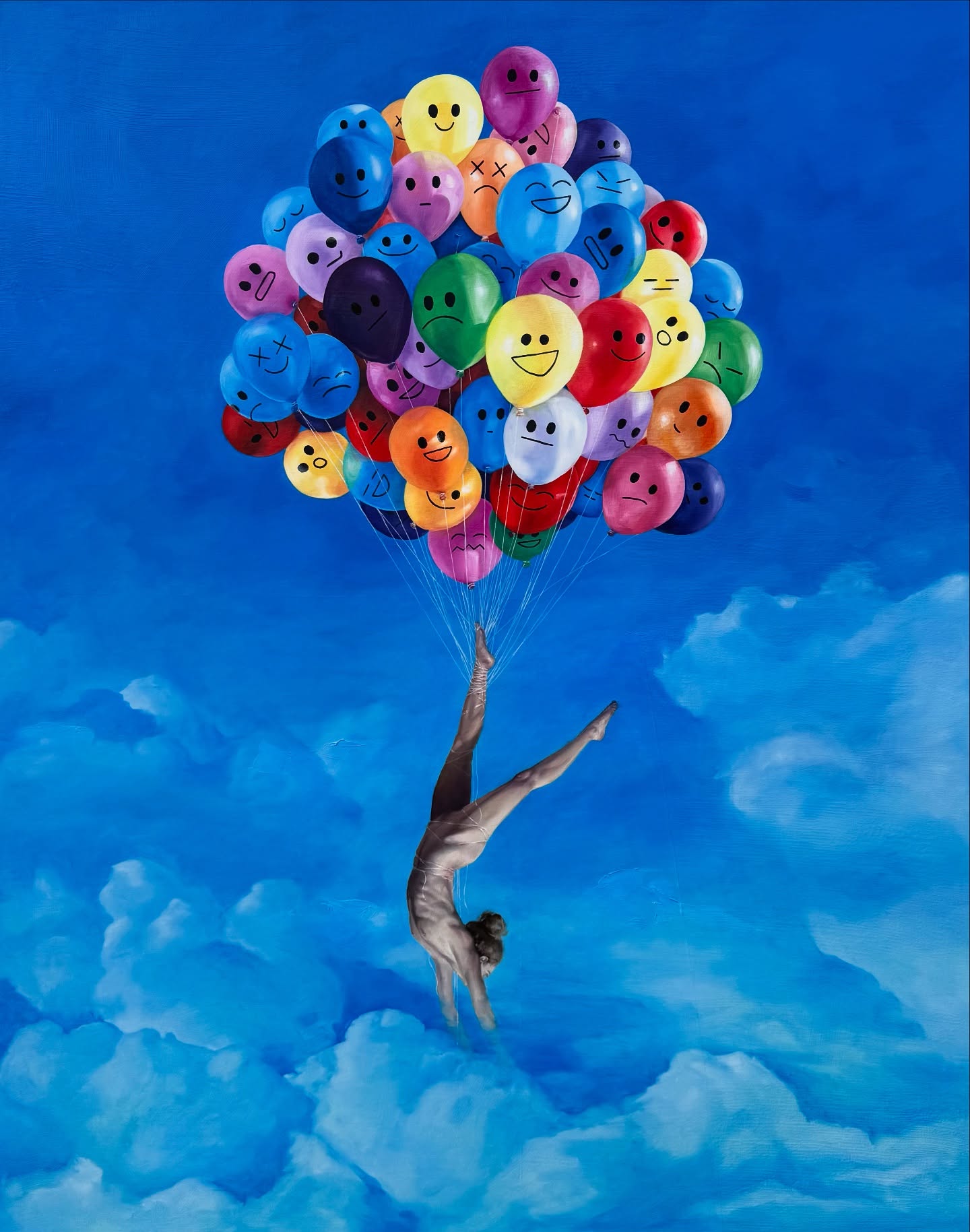 “Suspension Point” oil on canvas, 48”x 60”
This one took a while, and my largest painting so far! A lot has been going on in my personal life, and it’s been cathartic to get some of those emotions out onto a canvas. Creating a series of “dark whimsy” paintings that showcase the vulnerability and emotional rollercoaster we all go through during hard times. 🖤 sending lots of love to anyone out there in a difficult situation.