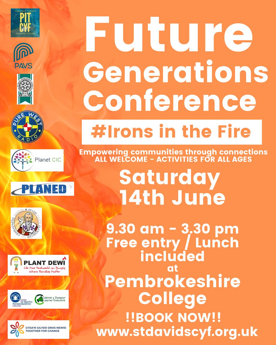 Today is the day, it’s not too late to come. If you were planning a day out, but the weather has put a damper on things, the future generations conference will definitely cheer you. With your free admission, you will get lunch, a free pen, notebook, lanyard, and the opportunity to find out more about the some of wonderful organizations in our diocese. #ironsinthefire