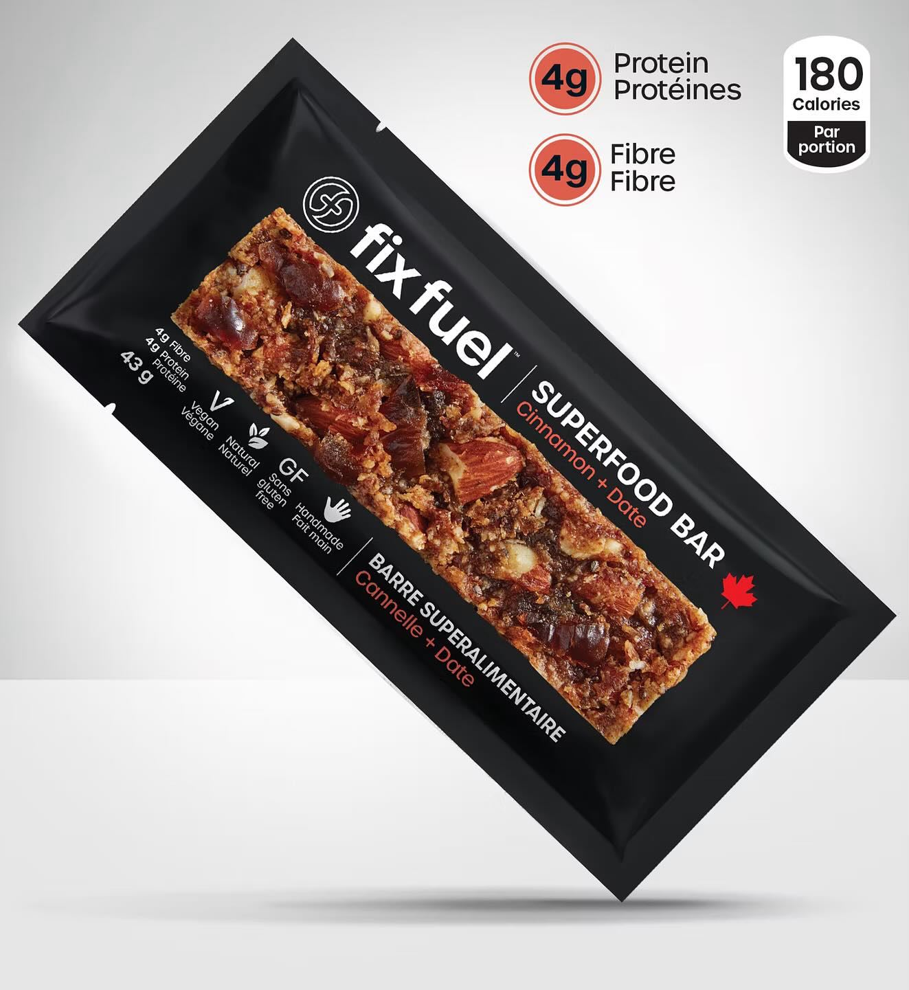 Crafted for performance, elevated by flavour.
Warm cinnamon, caramel-sweet dates, creamy almond butter, and crunchy roasted almonds — all in a bar made to fuel with real, whole ingredients.
#FixFuel #FuelBetter #SuperfoodBar