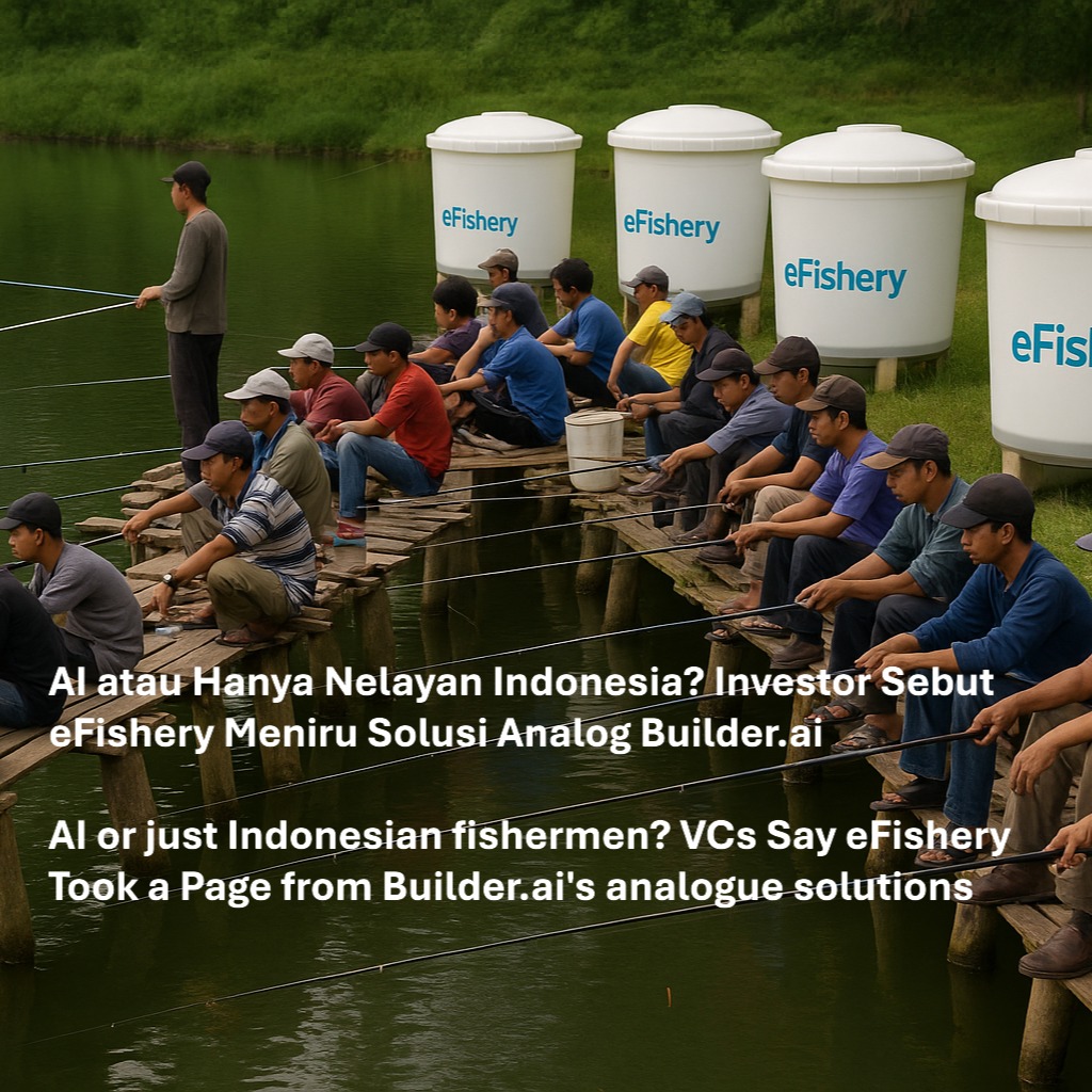 AI or just Indonesian fishermen? VCs Say eFishery Took a Page from Builder.ai's analogue solutions
(ID Version Available in Website)
BANDUNG - In a stunning revelation similar to UK’s Builder.ai's playbook of employing 700 engineers to manually perform what clients believed was AI work, investors have discovered that Indonesian aquatech startup eFishery used the exact same strategy - except they hired traditional fishermen equipped with nets and a really good WhatsApp group chat to manually catch fish for clients who thought they were paying for "AI and tech powered fishing solutions."
The discovery came to light when Qatar Investment Authority, a major investor in Builder.ai, and Singapore's Temasek Holdings, which backed eFishery, held a Sovereign Wealth Fund Tech Disasters Summit to compare notes on their tech investments.
"We started noticing some interesting parallels between Builder.ai's 'AI engineers' and eFishery's 'algorithmic fishing solutions,'" said a source close to both sovereign wealth funds. "Turns out, just like Builder.ai hired hundreds of engineers to manually code what they claimed was AI-generated, eFishery hired hundreds of fishermen to manually catch what they claimed was algorithmically optimized."
According to leaked internal documents, eFishery's revolutionary "machine learning fish prediction models" were actually Pak Budi, a 67-year-old fisherman from Lampung, who could predict fish movements by looking at water color and wind patterns. "I've done this countless times in my usual pond until someone from eFishery approached me," said Pak Budi.
The company's "automated aquaculture management system" was revealed to be a network of experienced fish farmers who received customer requests via a custom app and then... went fishing the old-fashioned way.
In response to the revelations, Danatara issued a statement: "We're grateful we dodged this bullet. While our neighbors learn from their mistakes, we've been busy identifying the next billion-dollar unicorn. Probably”