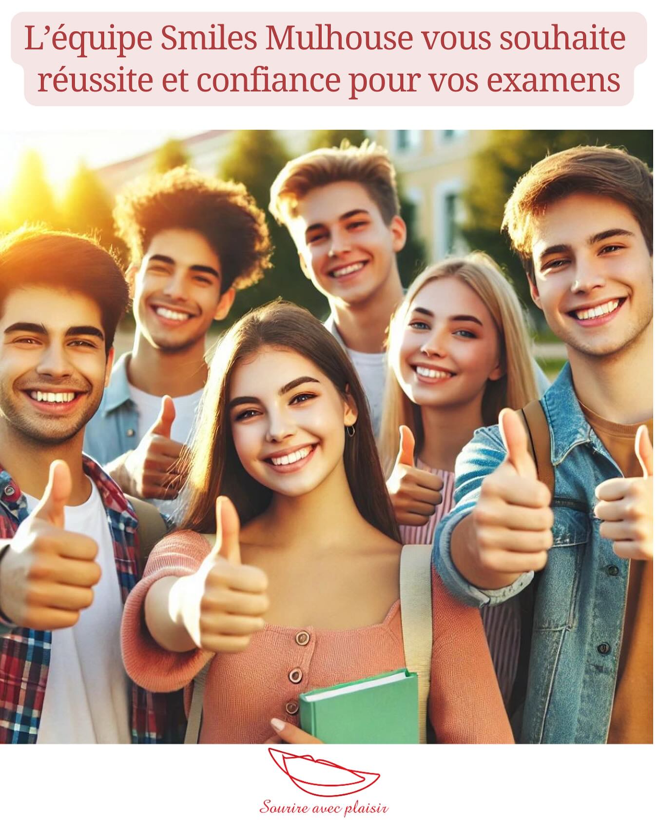 🎓✨ Bonne chance à tous les lycéens et étudiants pour les examens de fin d’année !
L’équipe du cabinet d’orthodontie est à fond derrière vous 💪
Continuez à sourire, même pendant les révisions 😁
Vous êtes capables de grandes choses, on y croit ! 🌟
#bonnechance #examens #examenfinal #courage #onycroit #💪🏼 #cabinetorthodontie #DrVivianaSereanu #Orthodontie #sourireavecplaisir #mulhouse #bale #alsace