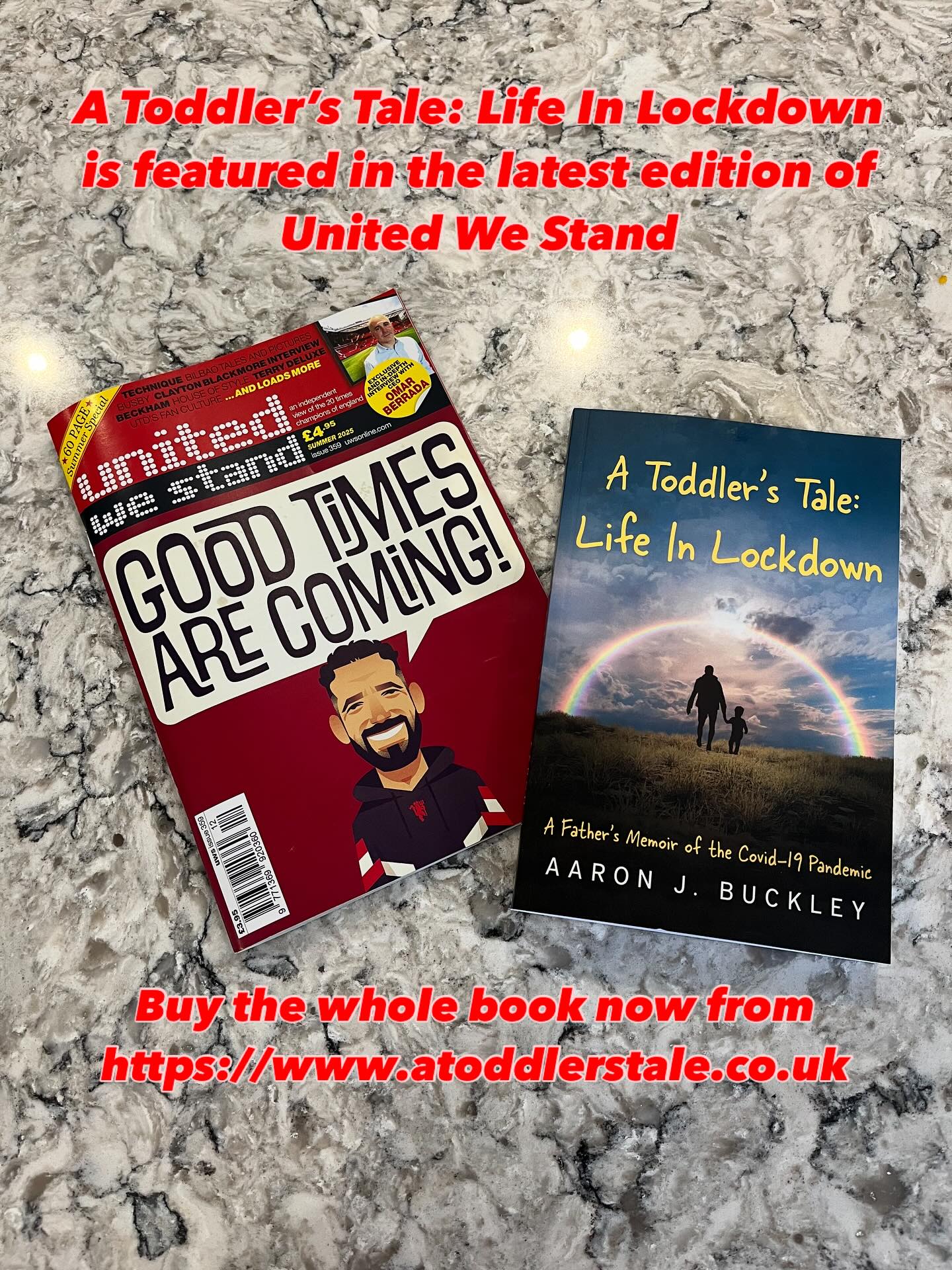 📰✨ Absolutely buzzing to see A Toddler’s Tale: Life In Lockdown featured in this month’s United We Stand fanzine!
This book is a deeply personal look at life as a father during the Covid-19 pandemic — moments of chaos, connection, football, and finding light in the darkest times. ❤️🌈
Massive thanks to UWS for the support! 🙌
📚 Grab your copy now at www.atoddlerstale.co.uk
⚽️ United fans — this one’s for you.
#AToddlersTale #LifeInLockdown #AaronJBuckley #CovidMemoir #Fatherhood #ManUtd #UnitedWeStand #UWSFanzine #Bookstagram #FootballAndFamily #PandemicStories #IndieAuthor
@andymitten
