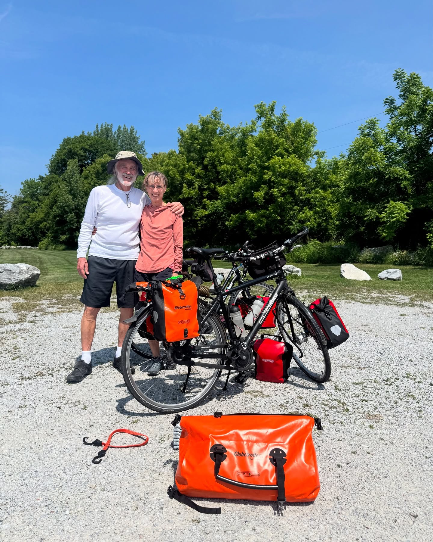 First shuttle riders of a busy week starting their full trail adventure on the Lamoille Valley Rail Trail in Swanton, VT