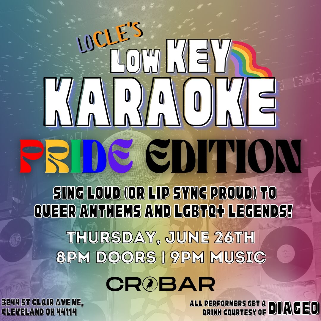 We’re BACK for karaoke this month on June 26th.. PRIDE edition!
Sing loud or lip sync proud to your favorite LGBTQ+ anthems! And as we always say - if it’s on YouTube then we can do it, so the limit does not exist! Cya next Thursday! 🌈✨🎤
#cleveland #pride #karaoke #cle #crobar