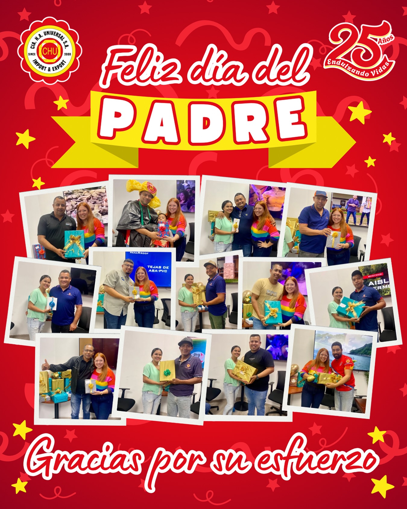 🙌❤️ Gracias por cada esfuerzo, por cada paso y por ser ejemplo. 🏆 Hoy celebramos a quienes lo dan todo dentro y fuera del trabajo 💪❤️
‼️ ¡Feliz Día del Padre de parte de todo el equipo de Cía. H.A. Universal S.A.! 🎉🎁
#díadelpadre #ciahauniversal #graciaspapá #papásqueinspiran