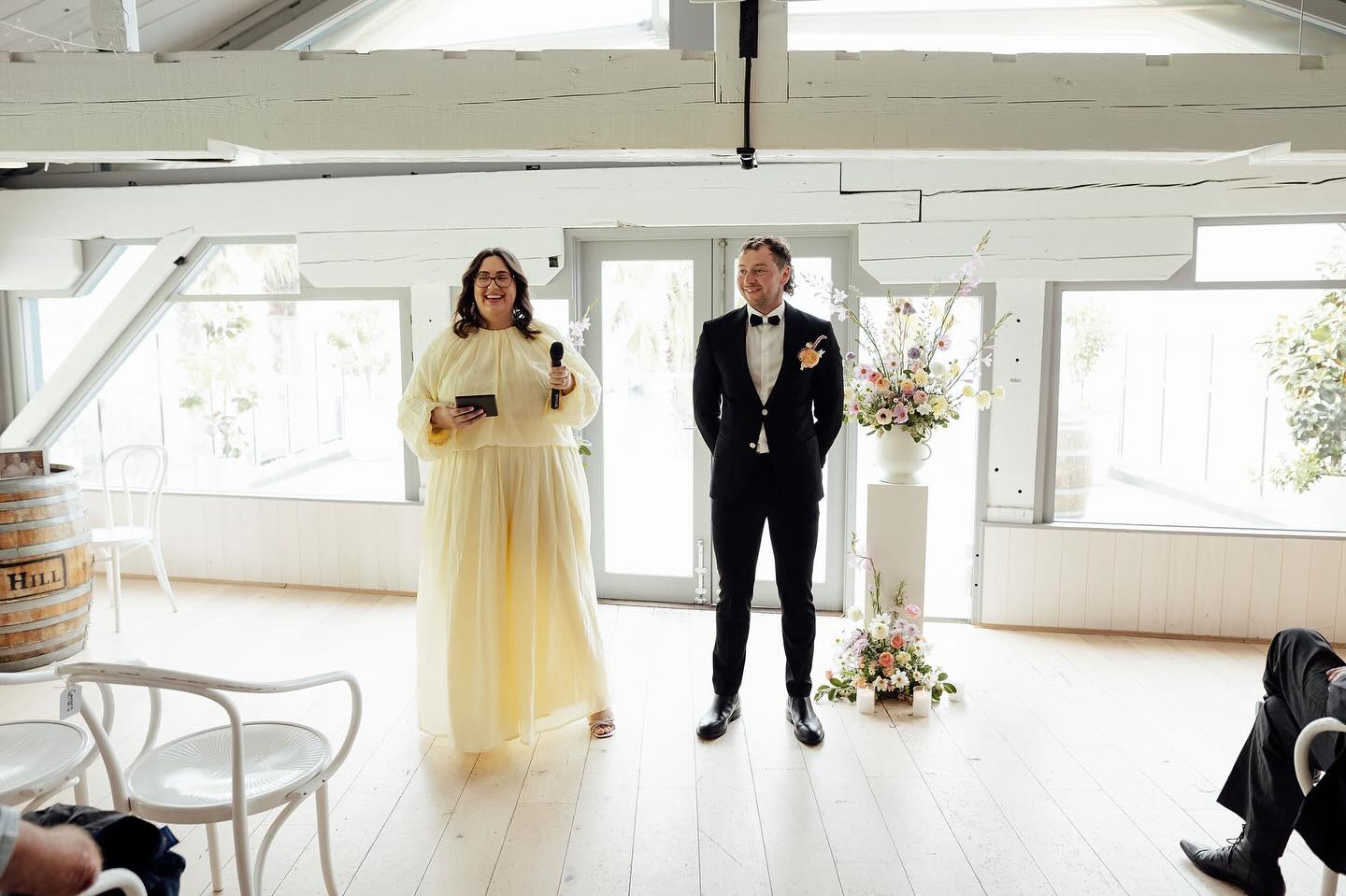 Butterflies, Banter, Belly Laughs & Beaming Smiles 💌
Waiting for the highly anticipated aisle walk is enough to make anyone want to tacky spew, so we may as well have a laugh, not take life too seriously & enjoy the final moments of this avid thong-footy-short wearing guy in his full length pants just before watching him & Sam get married AF!
@samajduffy
@notwillduff
@wharfshedgeelong
@_wildheart.photography
@marryme.mads
