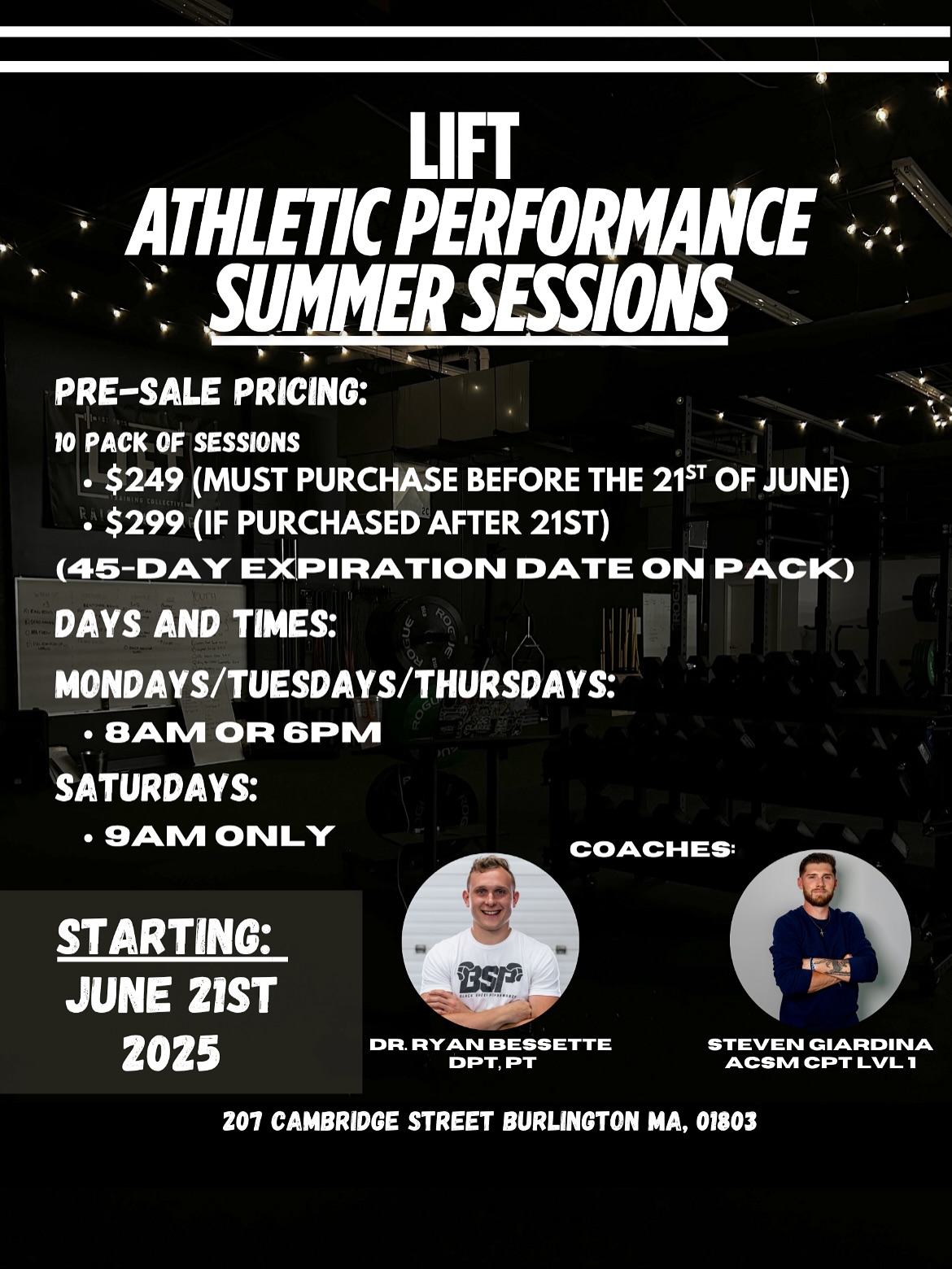 SUMMER TRAINING 2925
The best time of the year is here! Summer break is among us and it’s time to put the real work in. Ran by Coach Steve and Ryan, this program is designed to take any athlete to the next level. With this program, you will get bigger, faster and stronger by focusing on long term athletic development, competition and fun.
Our spring sessions were a success, seeing significant growth in all of our athletes and we can’t wait to see all the new progress you make this summer💪🏻
For those interested, take advantage of our discounted rate of $249 when purchased before this Saturday! (6/21)
For any questions or concerns please DM or reach out to the contacts listed on our flyer.