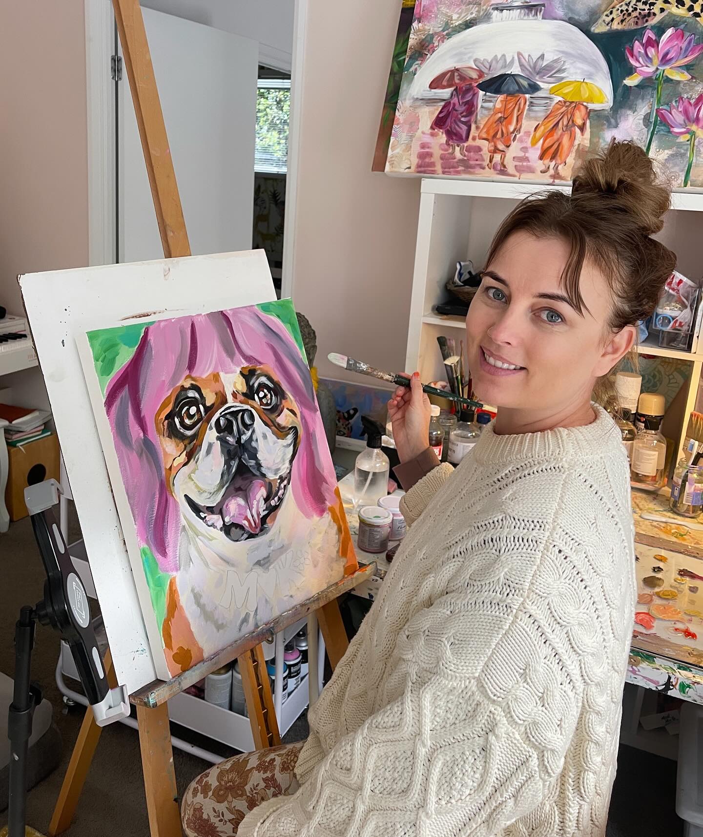 Any guesses what I’m painting?!? 🐶💕 obviously still a work in progress 😊